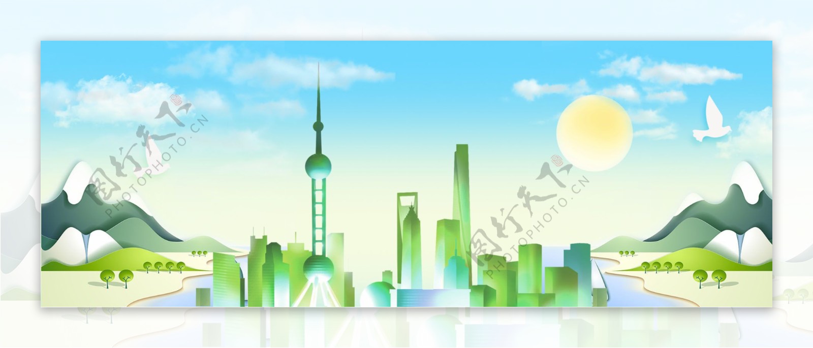 上海旅游旅行海报背景