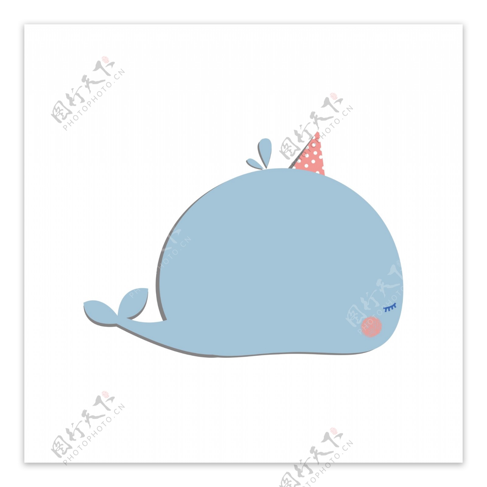 蓝色鲸鱼动物可爱便签气泡框