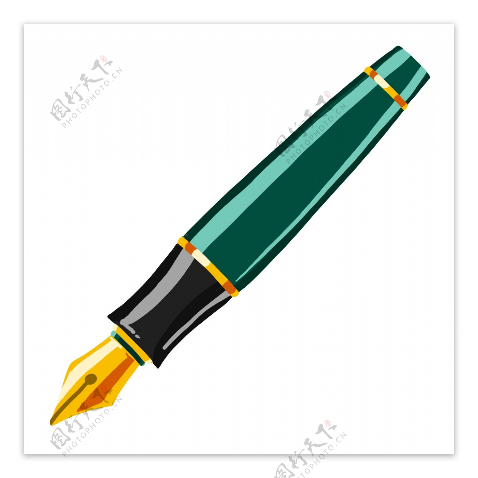 绿色文具钢笔插图