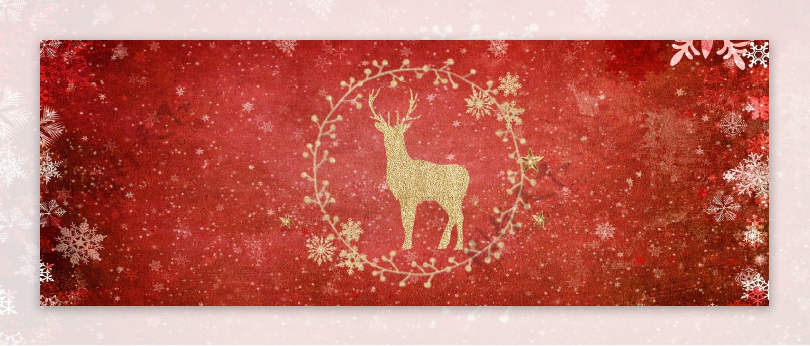 红色烫金圣诞节麋鹿贺卡邀请函背景
