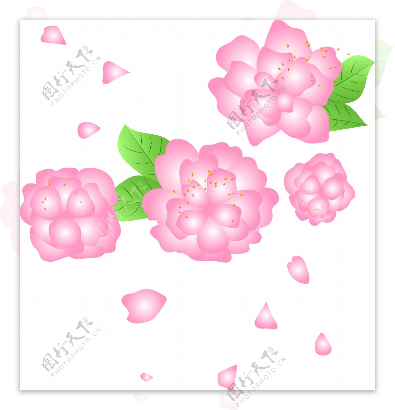 矢量免扣卡通粉色花朵