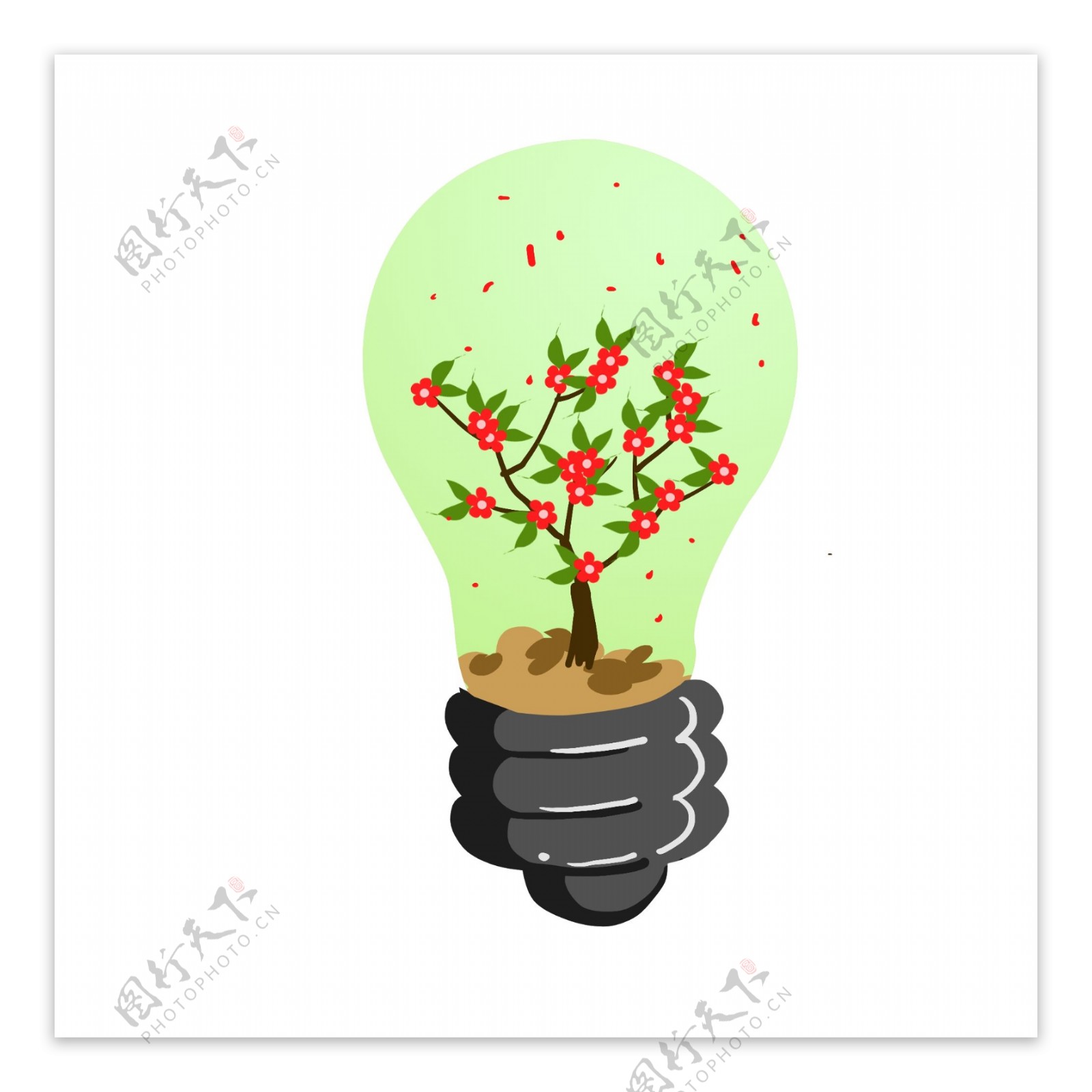 花朵植物灯泡插画