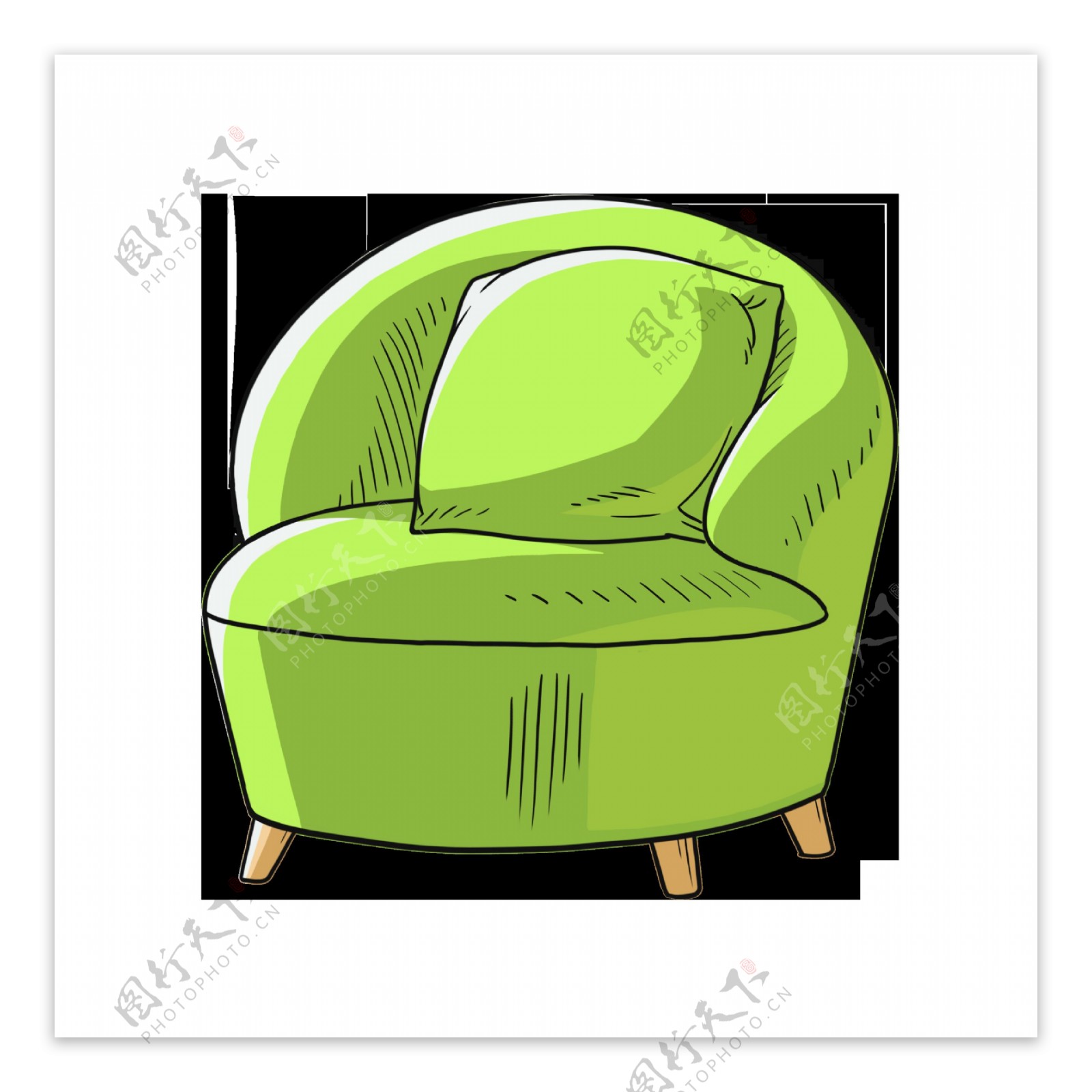 卡通免扣绿色沙发