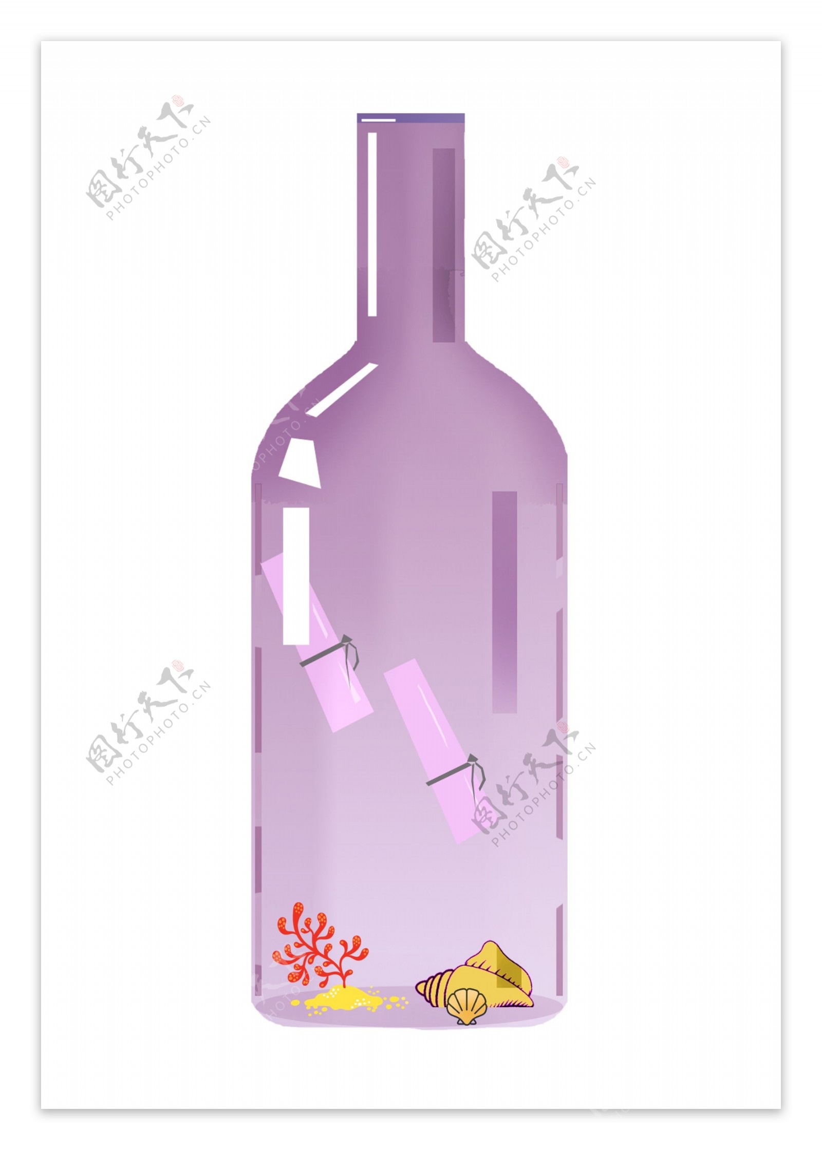 梦幻紫色漂流瓶插画