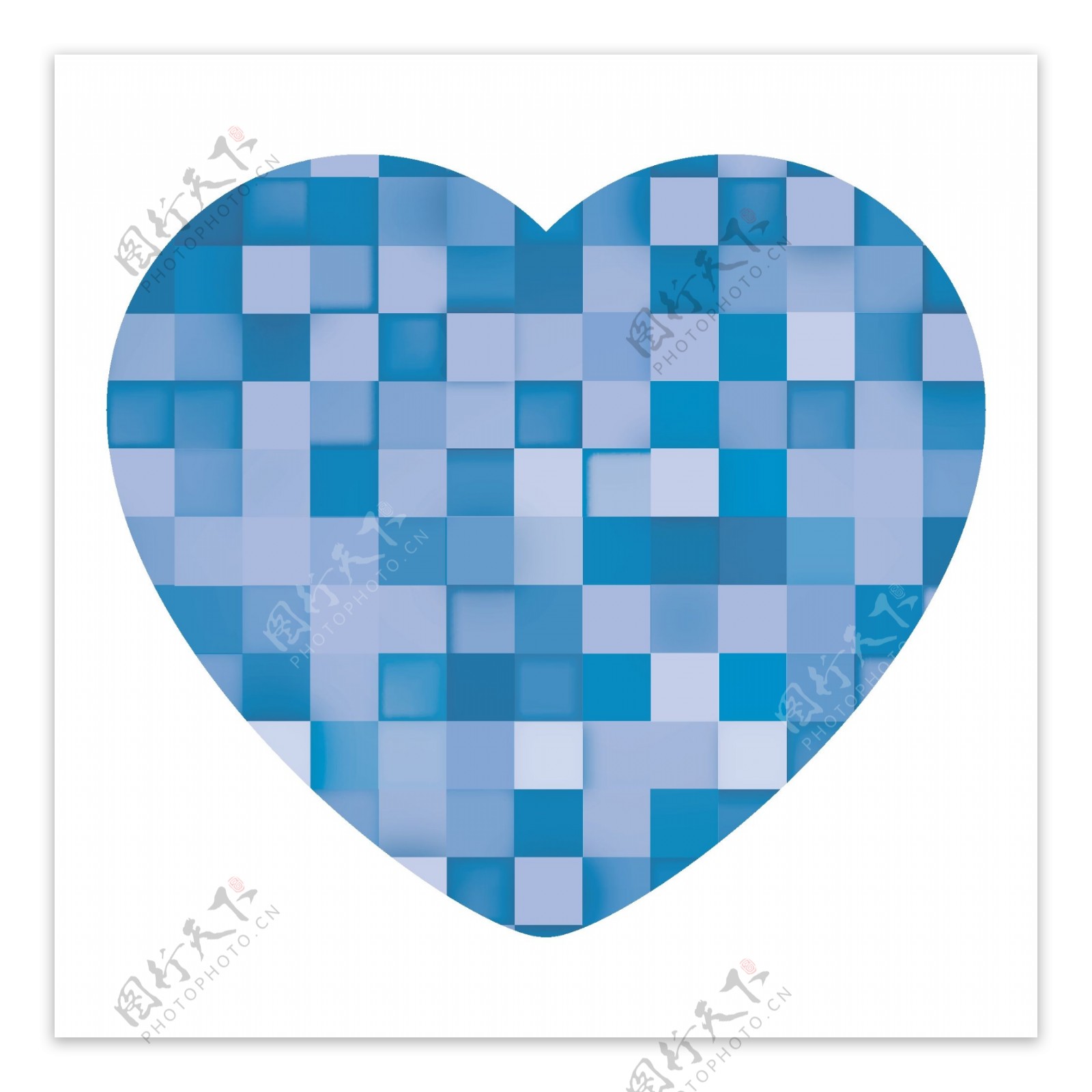 时尚蓝色方块编织的爱心