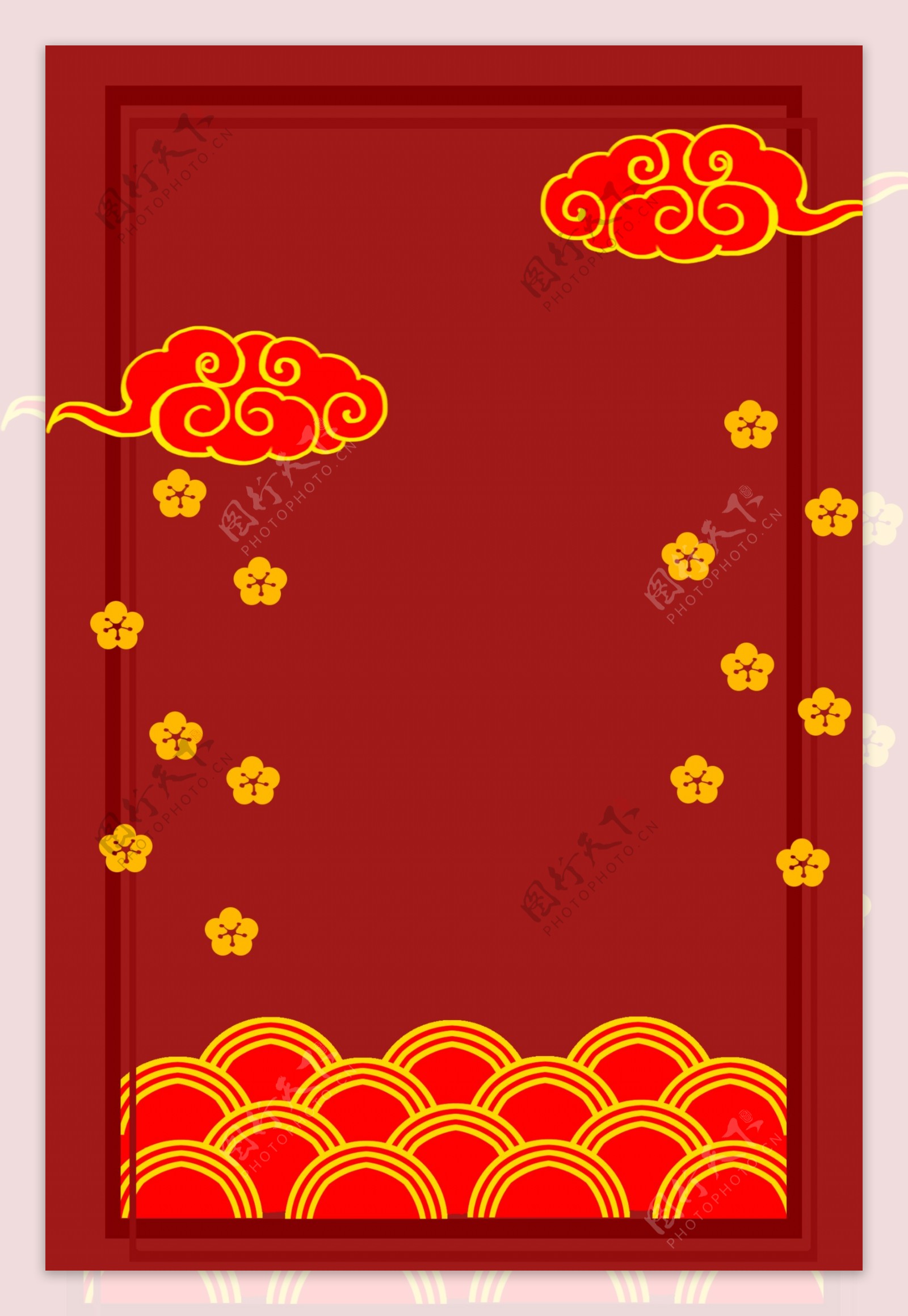 红色传统祥云装饰背景