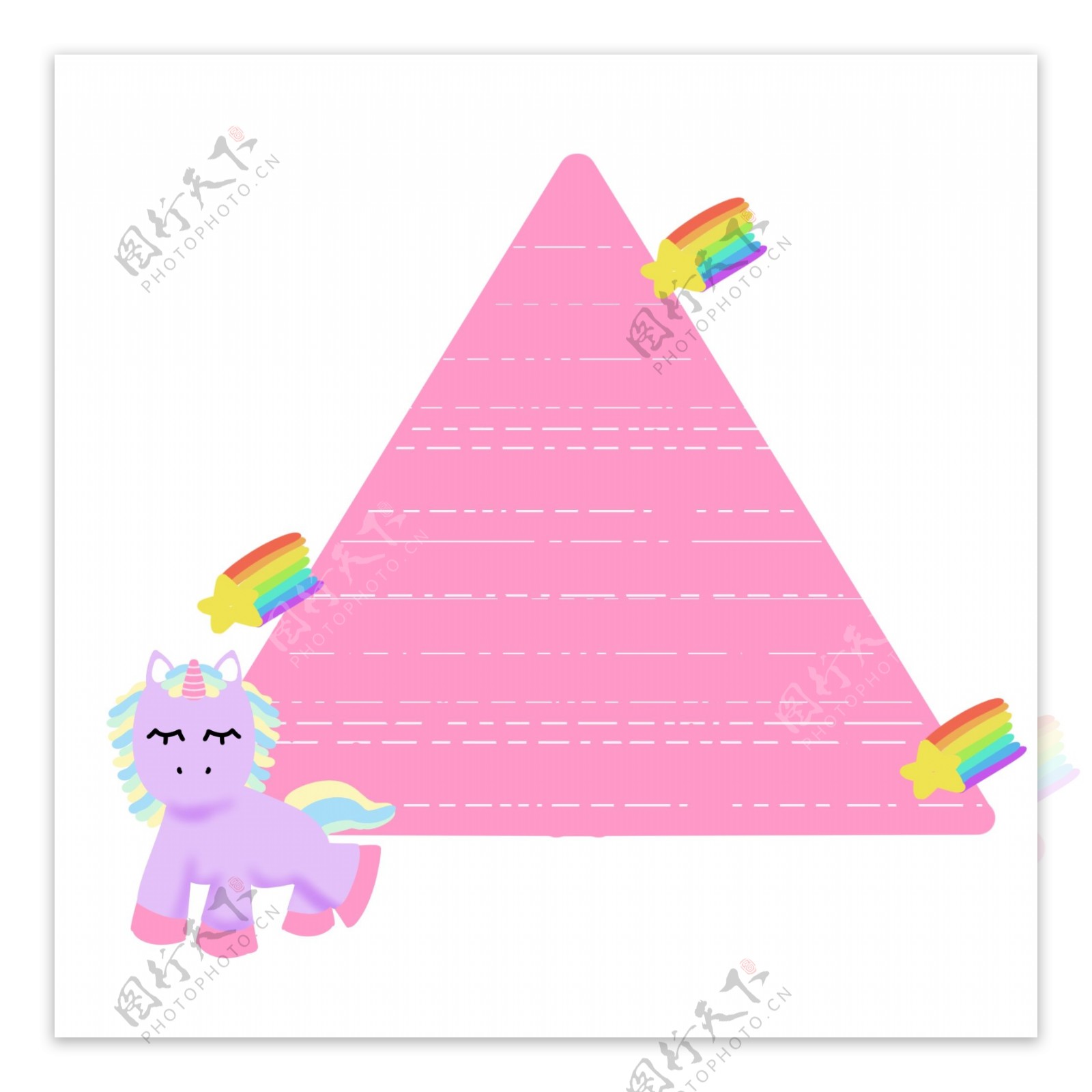 三角形彩虹边框插画