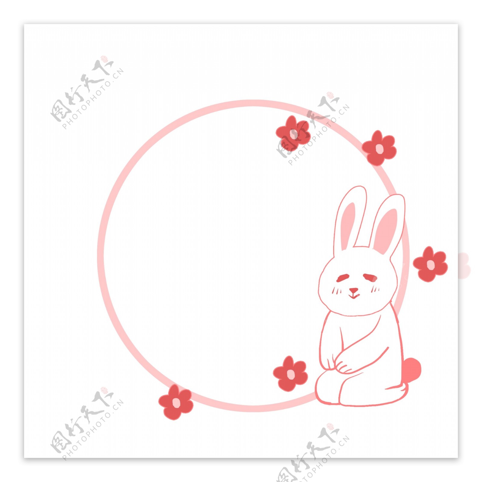 可爱的小兔子圆形边框