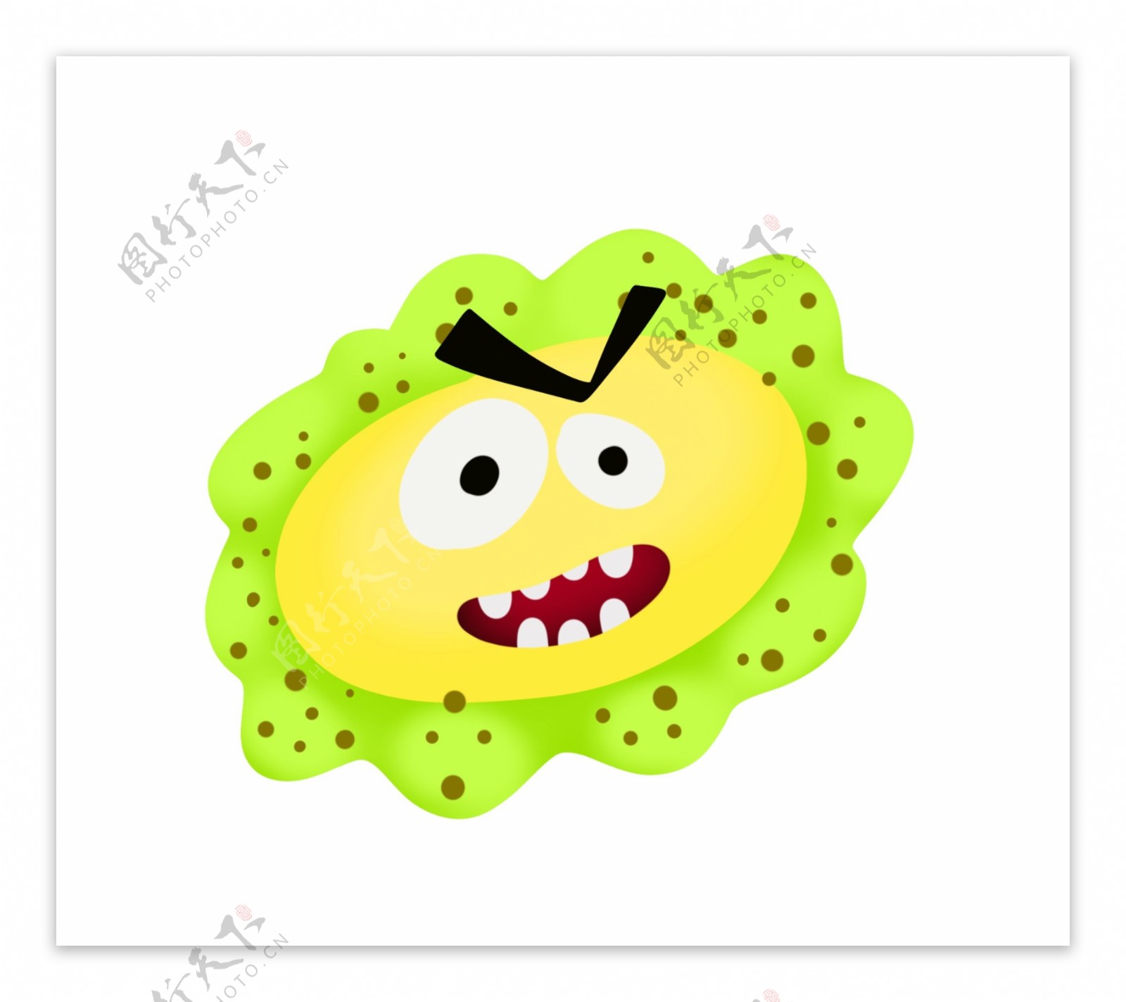 绿色病毒细菌插画