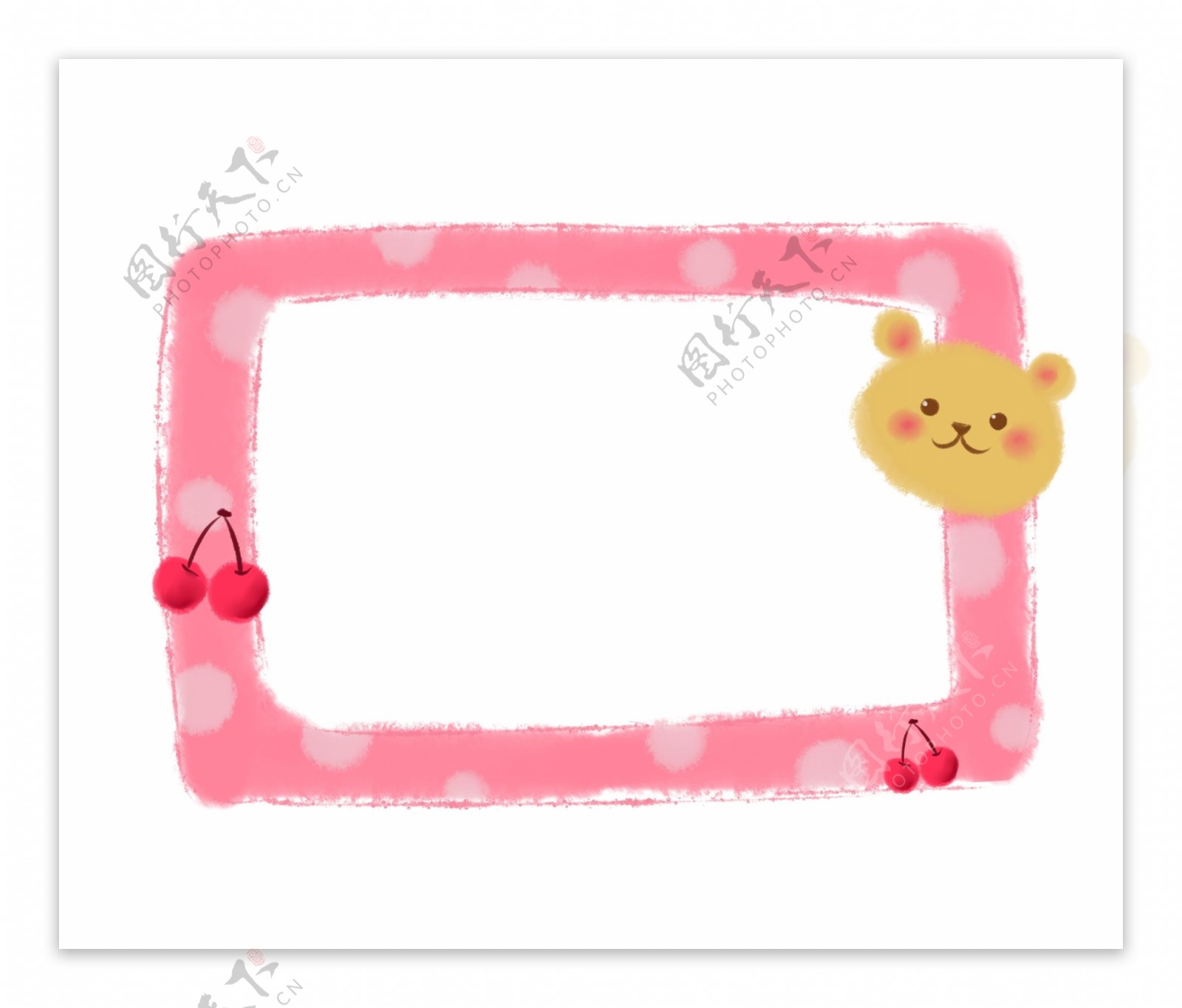 粉色的小熊樱桃相框