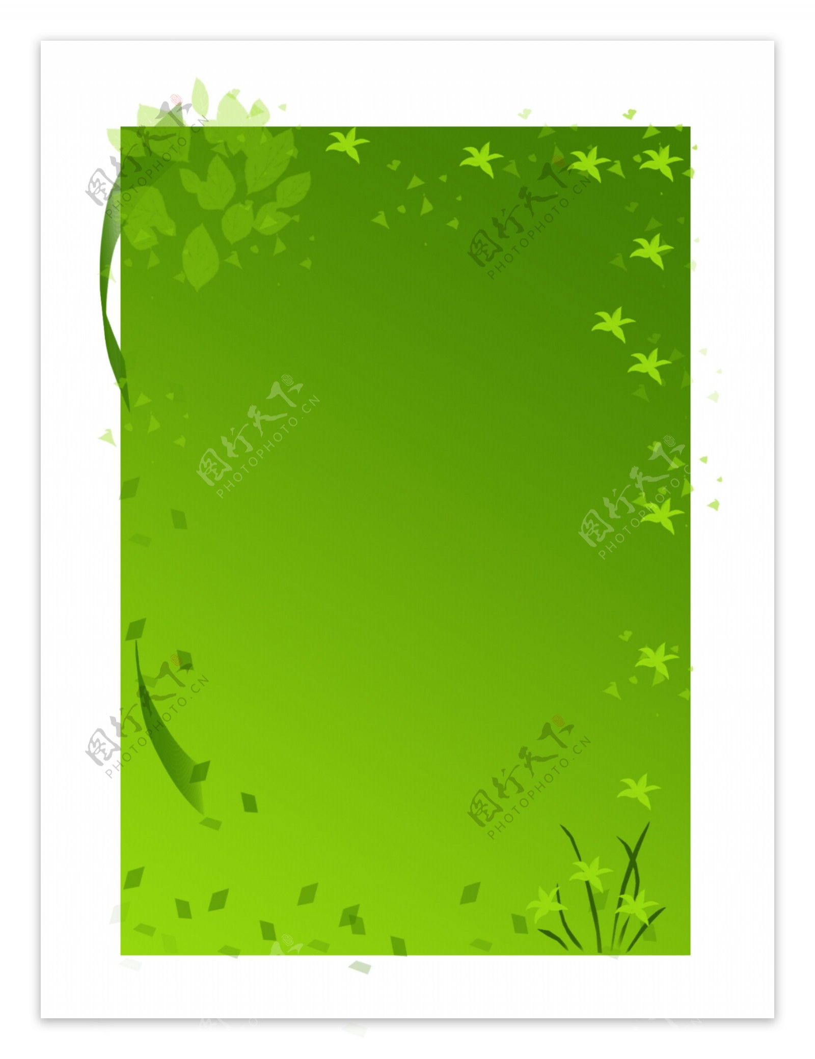 绿色树叶手绘边框