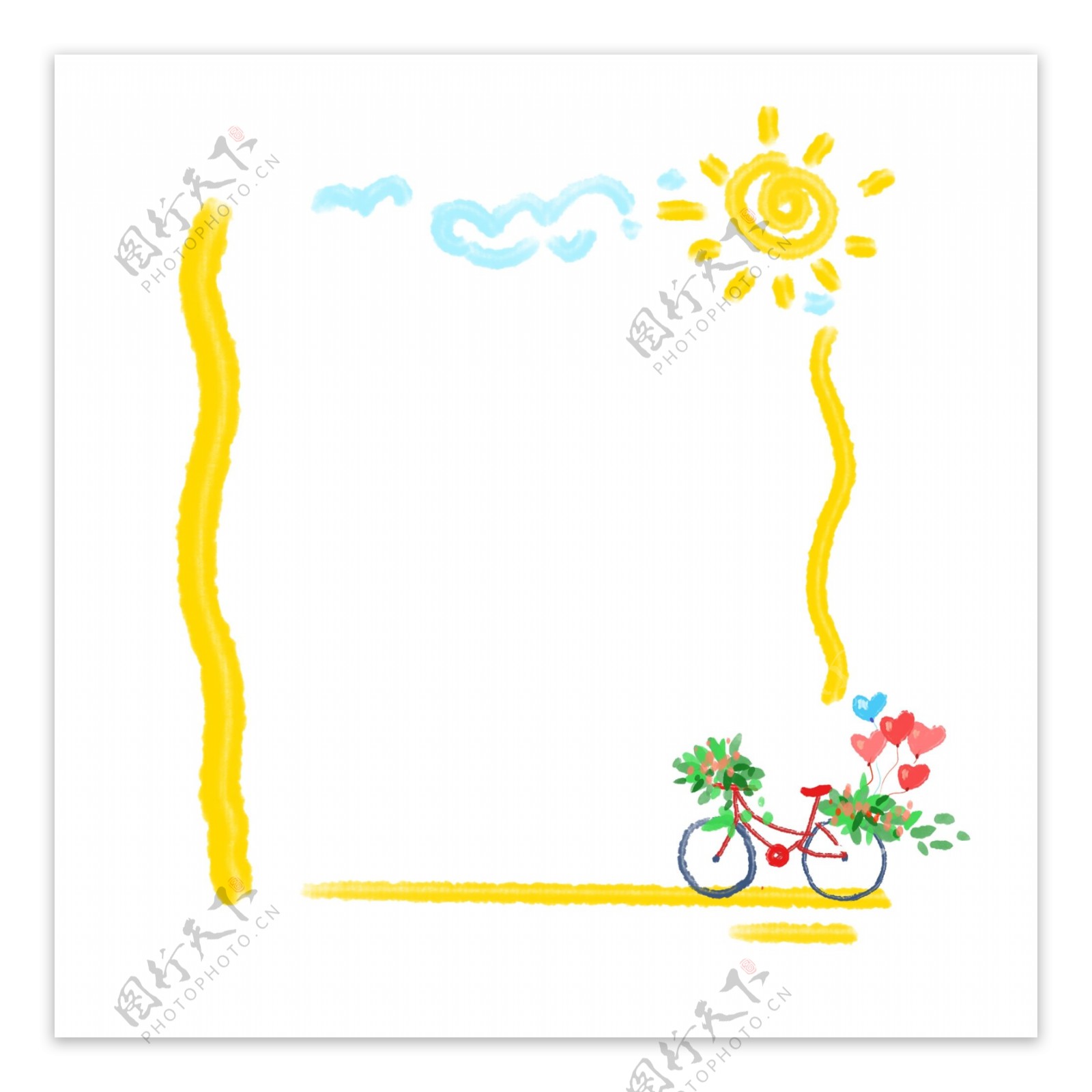 黄色的自行车边框