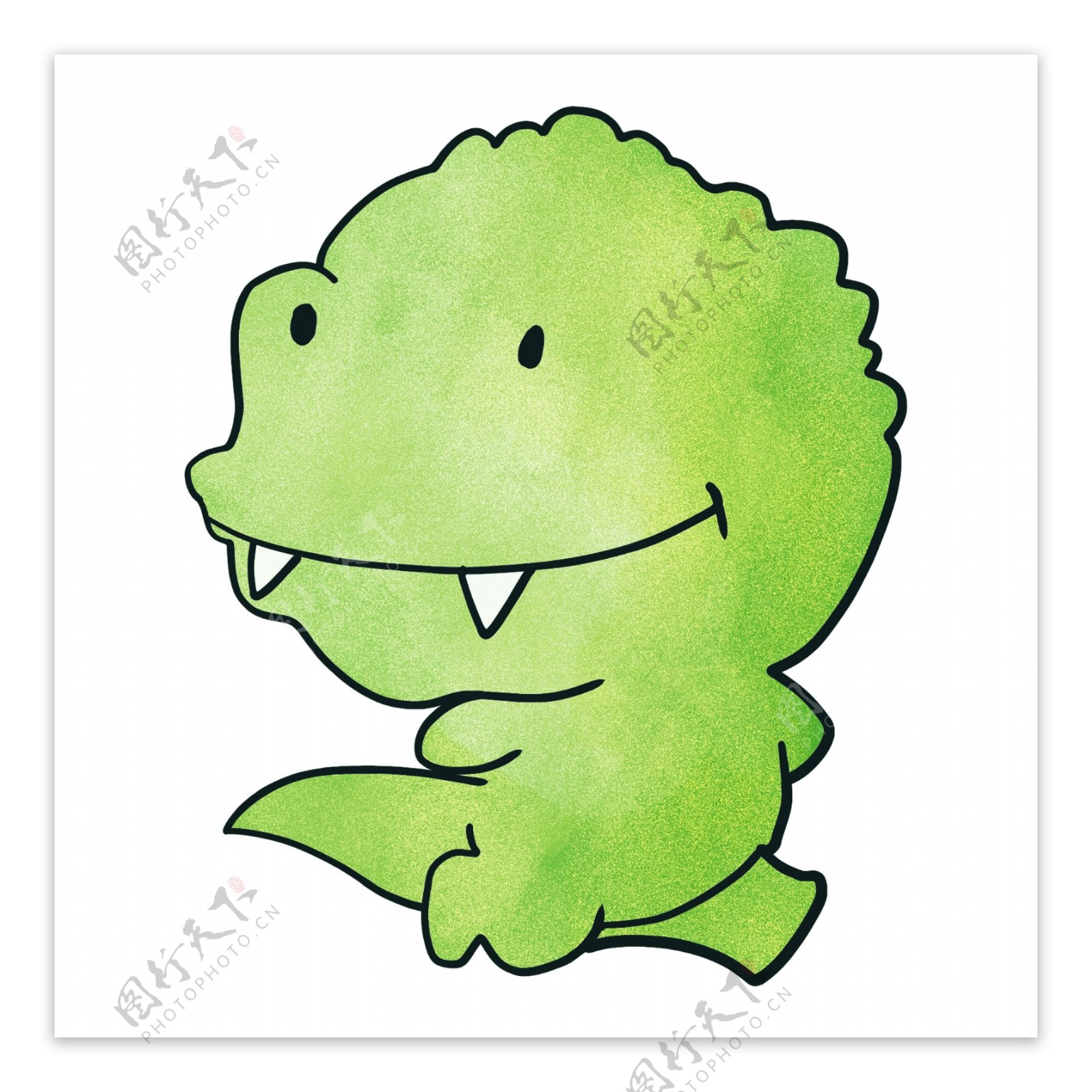 绿色大头恐龙插画