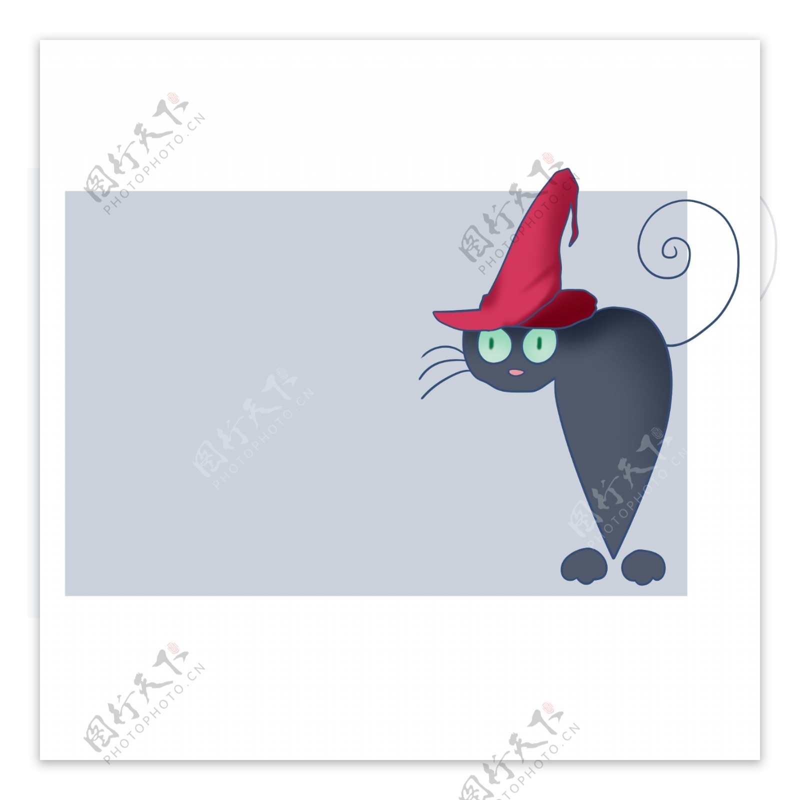 小黑猫边框装饰插画