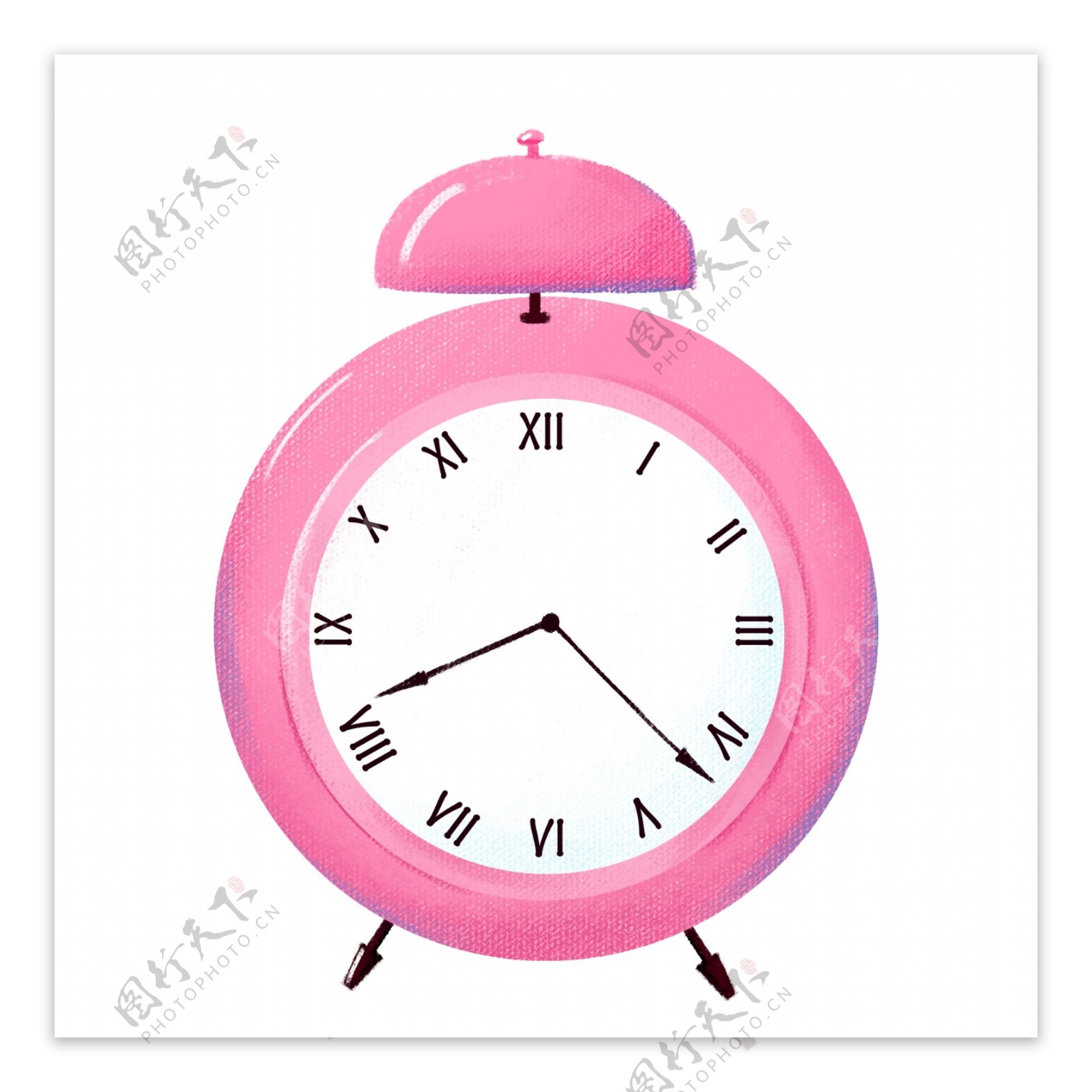 粉色的钟表手绘插画