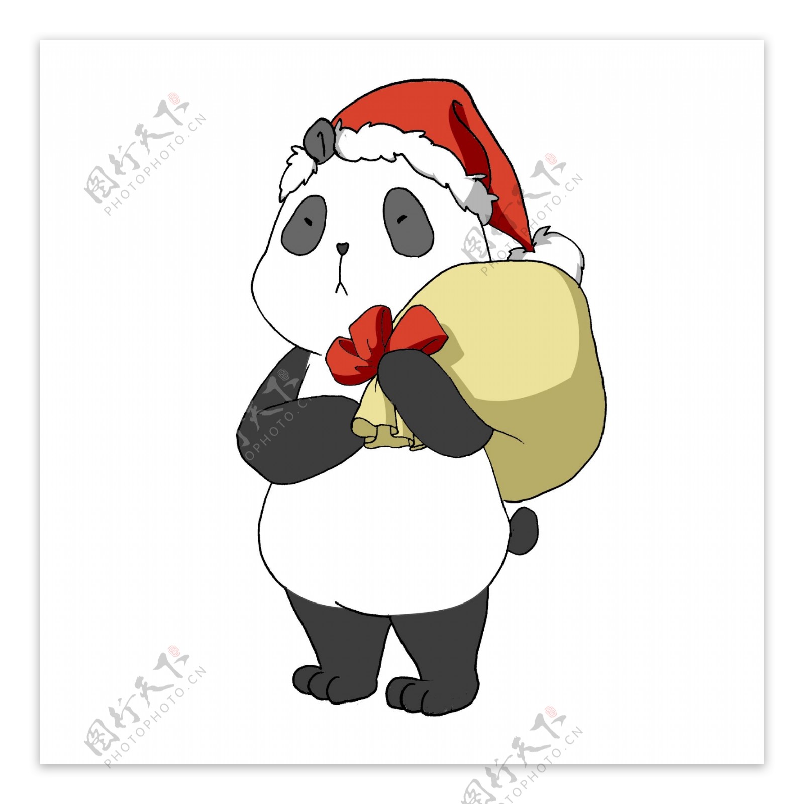 圣诞节手绘卡通动物熊猫