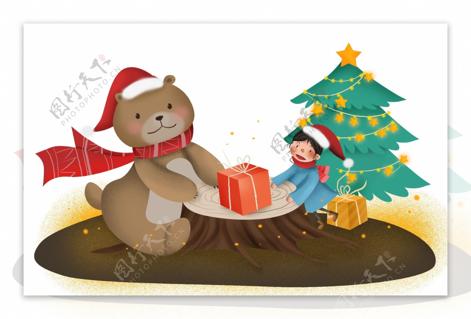 圣诞节小熊和儿童