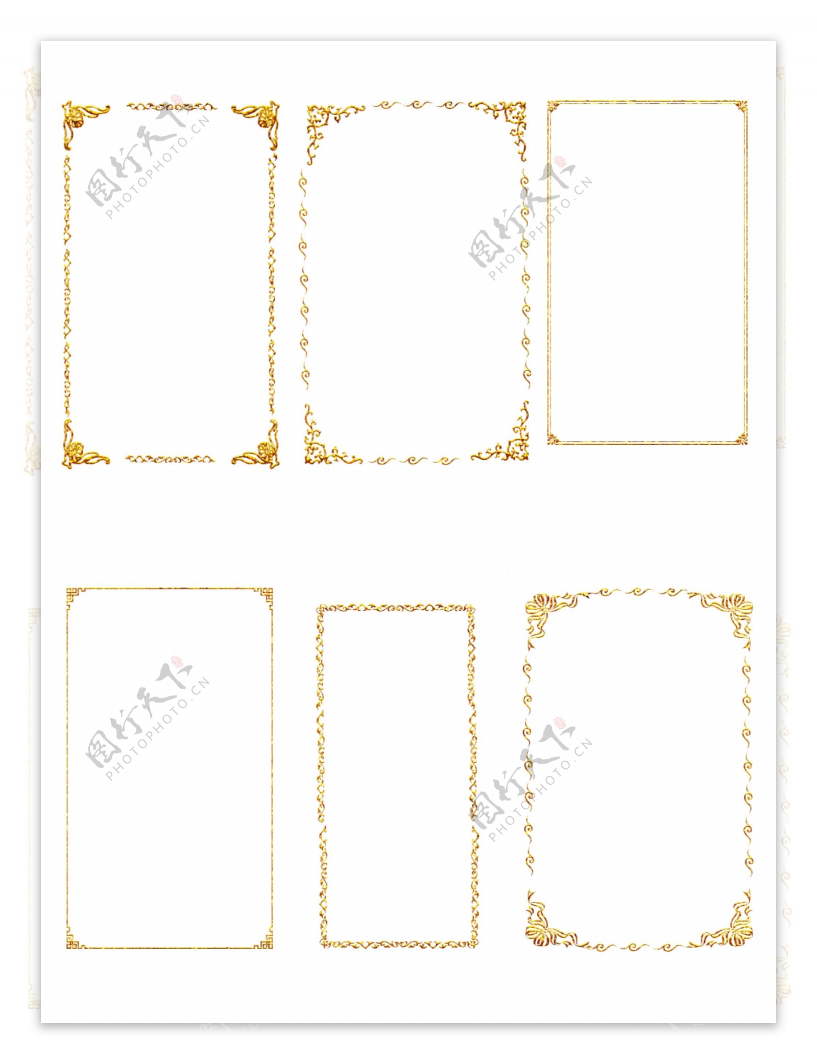 中国风边框古典花纹花边金色矢量可商用元素
