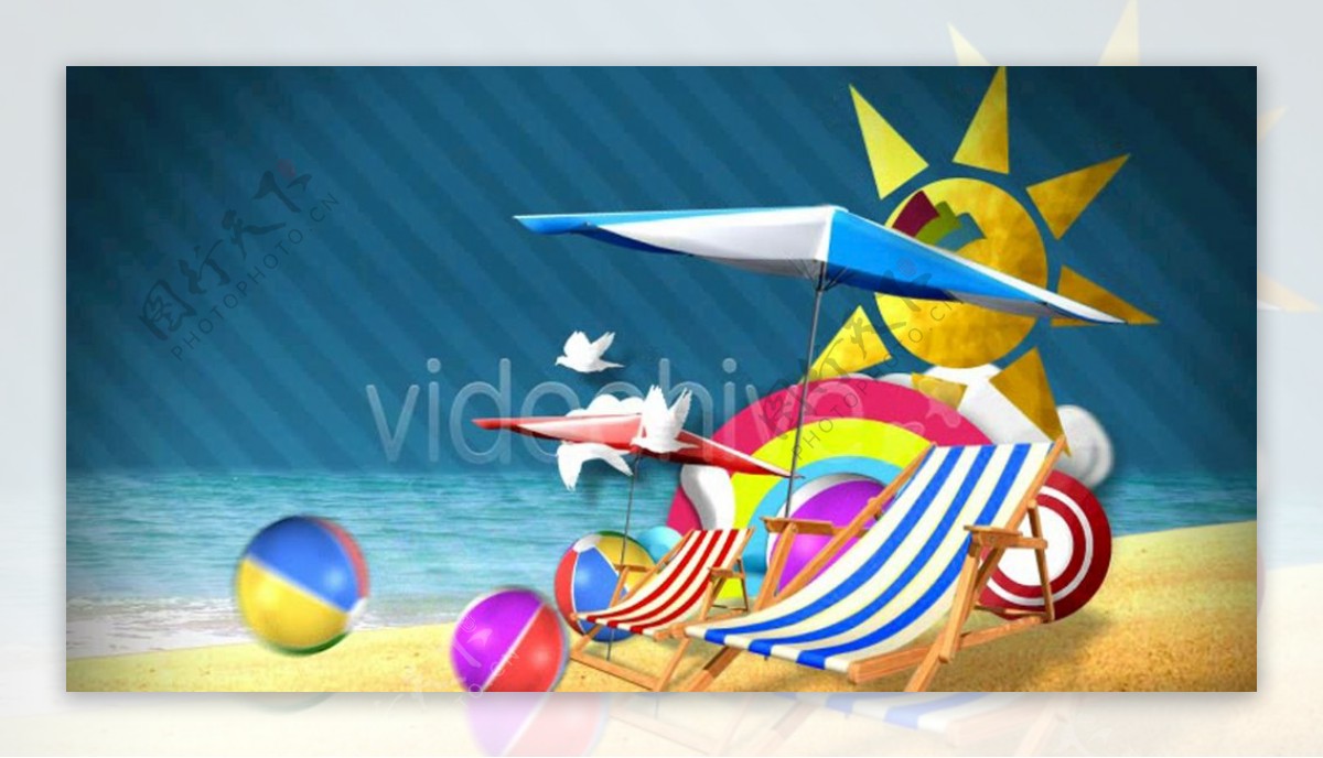 夏天沙滩海洋动画