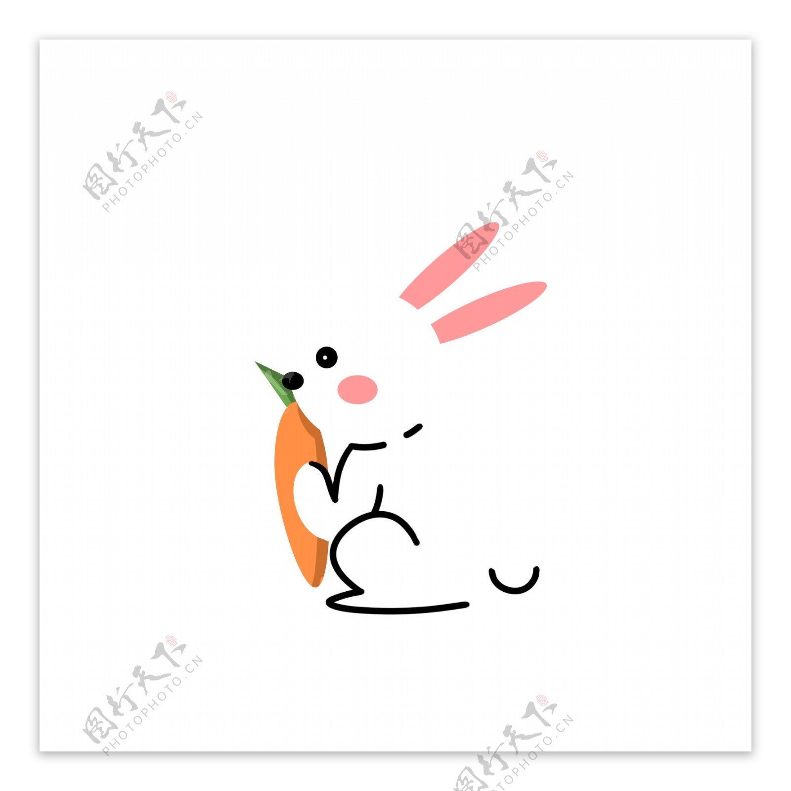 卡通可爱吃胡萝卜的兔子动物设计