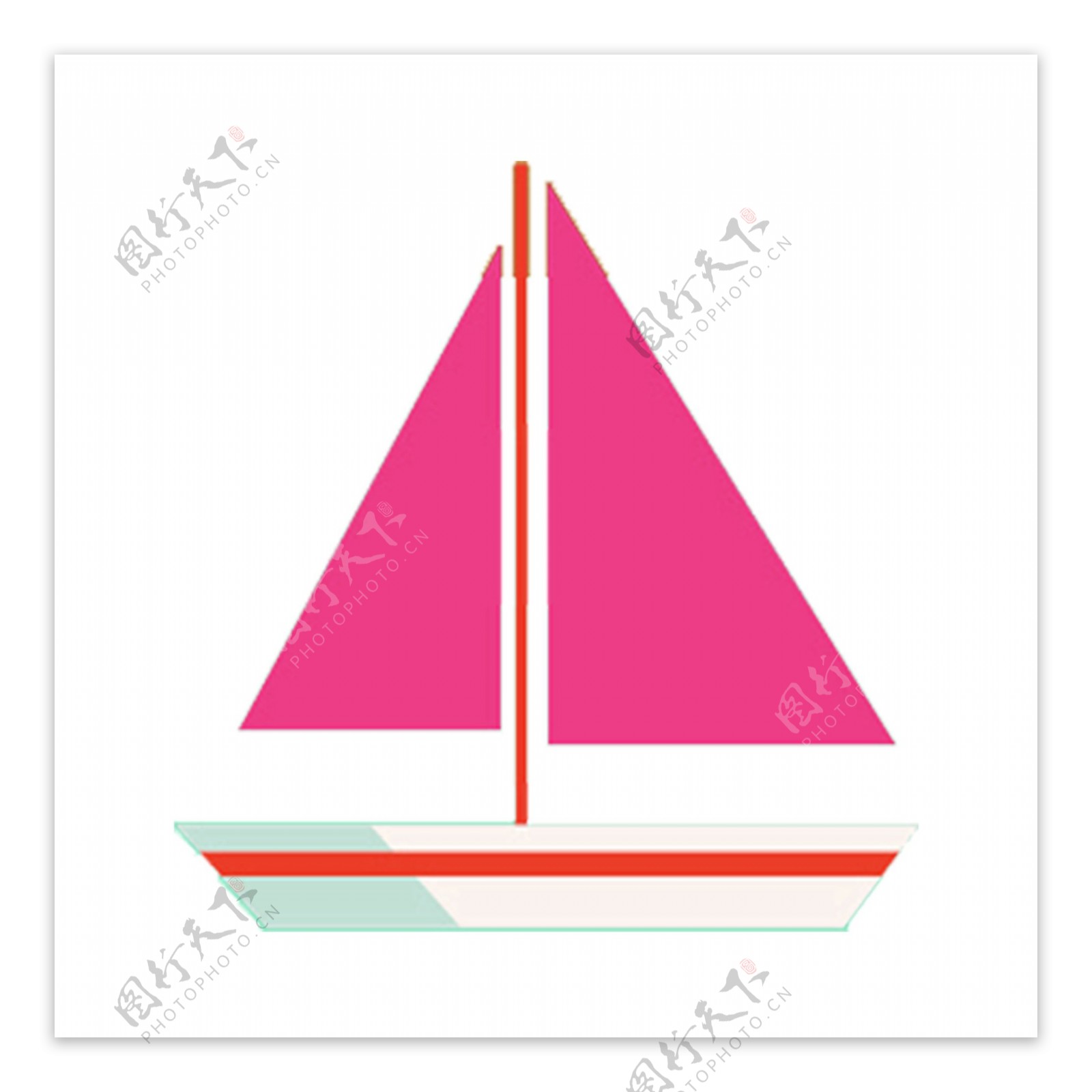 粉色简约帆船装饰素材
