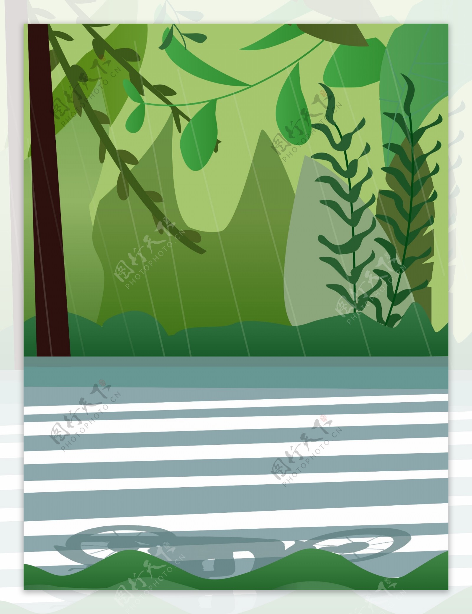 夏季多雨树林背景设计