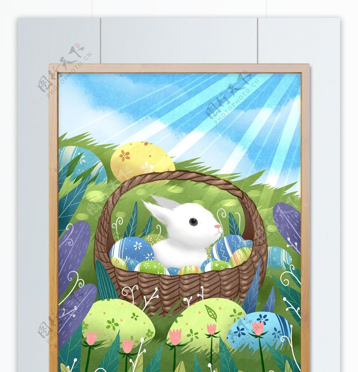 复活节彩蛋可爱兔子插画