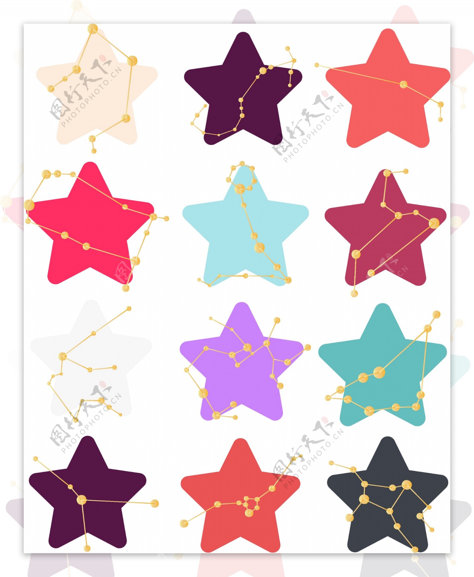 12星座小星星图矢量元素图