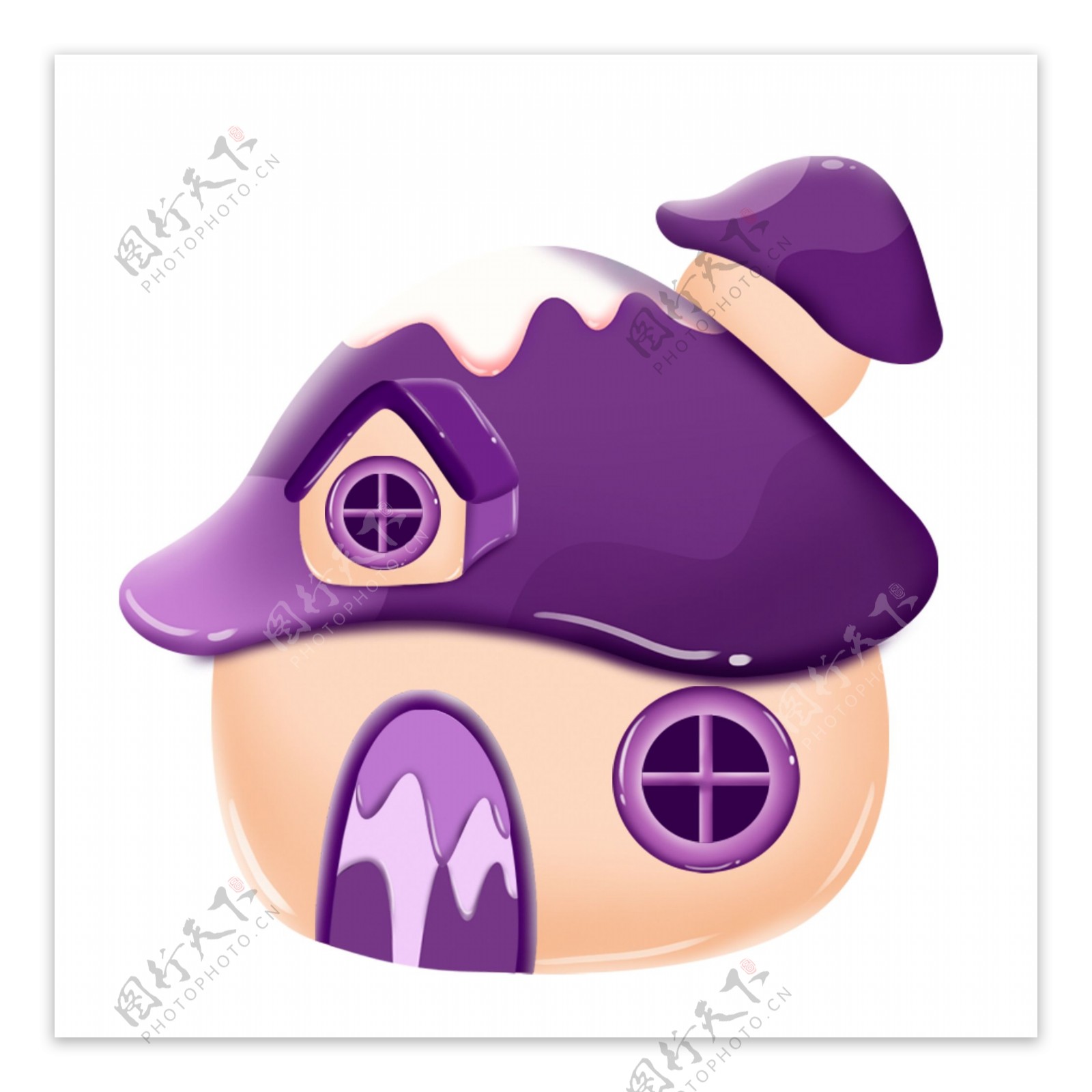 紫色卡通装饰房屋