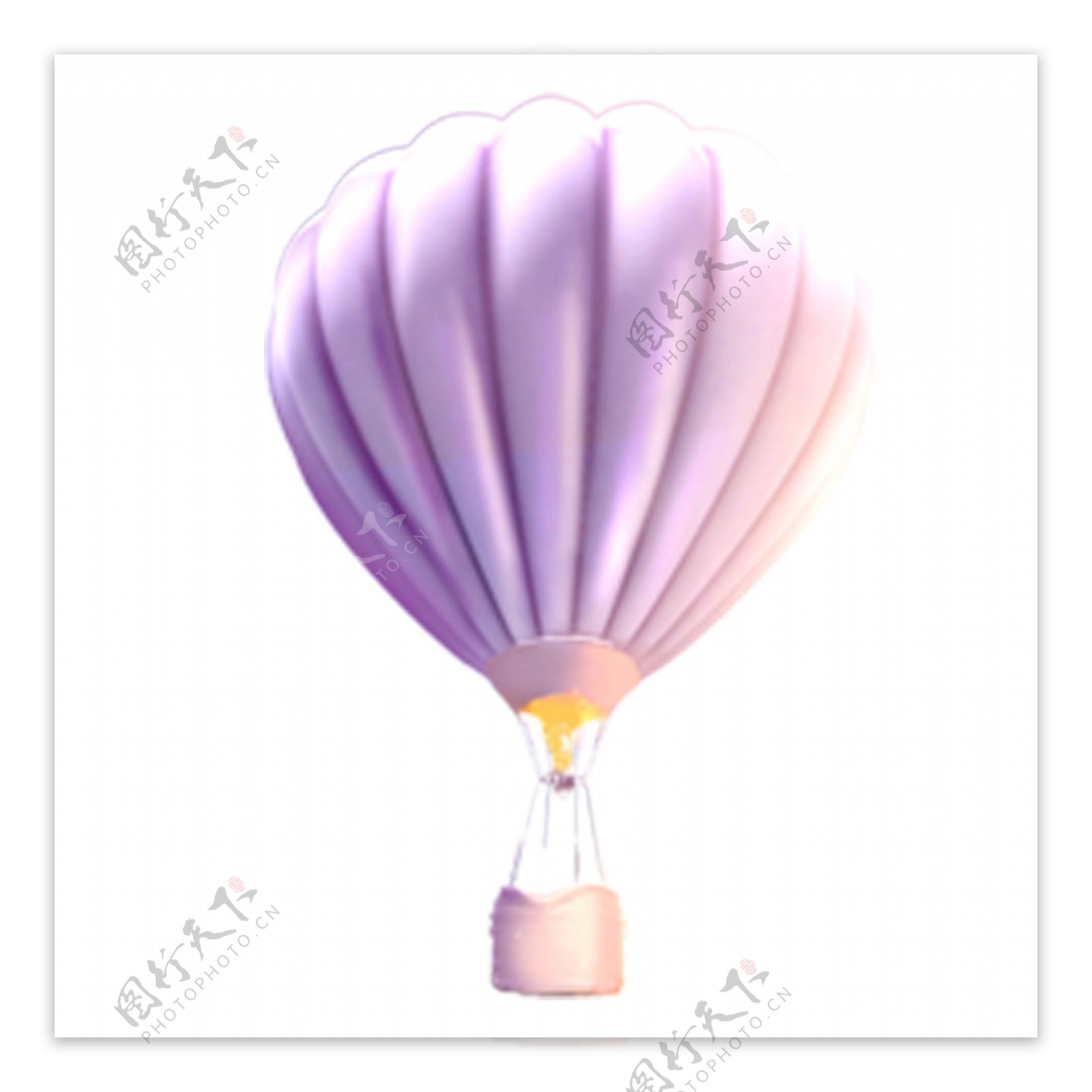 浪漫紫色热气球装饰元素