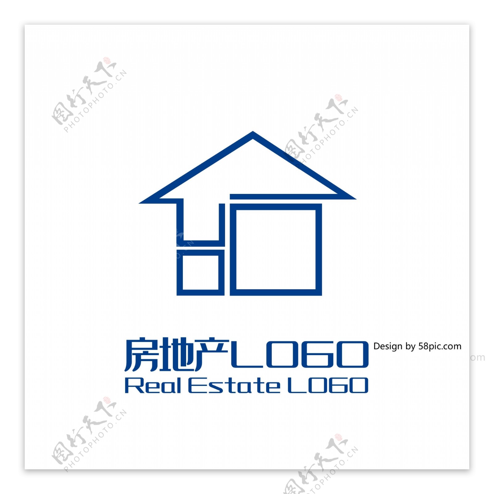 原创创意简约几何房子房地产LOGO标志