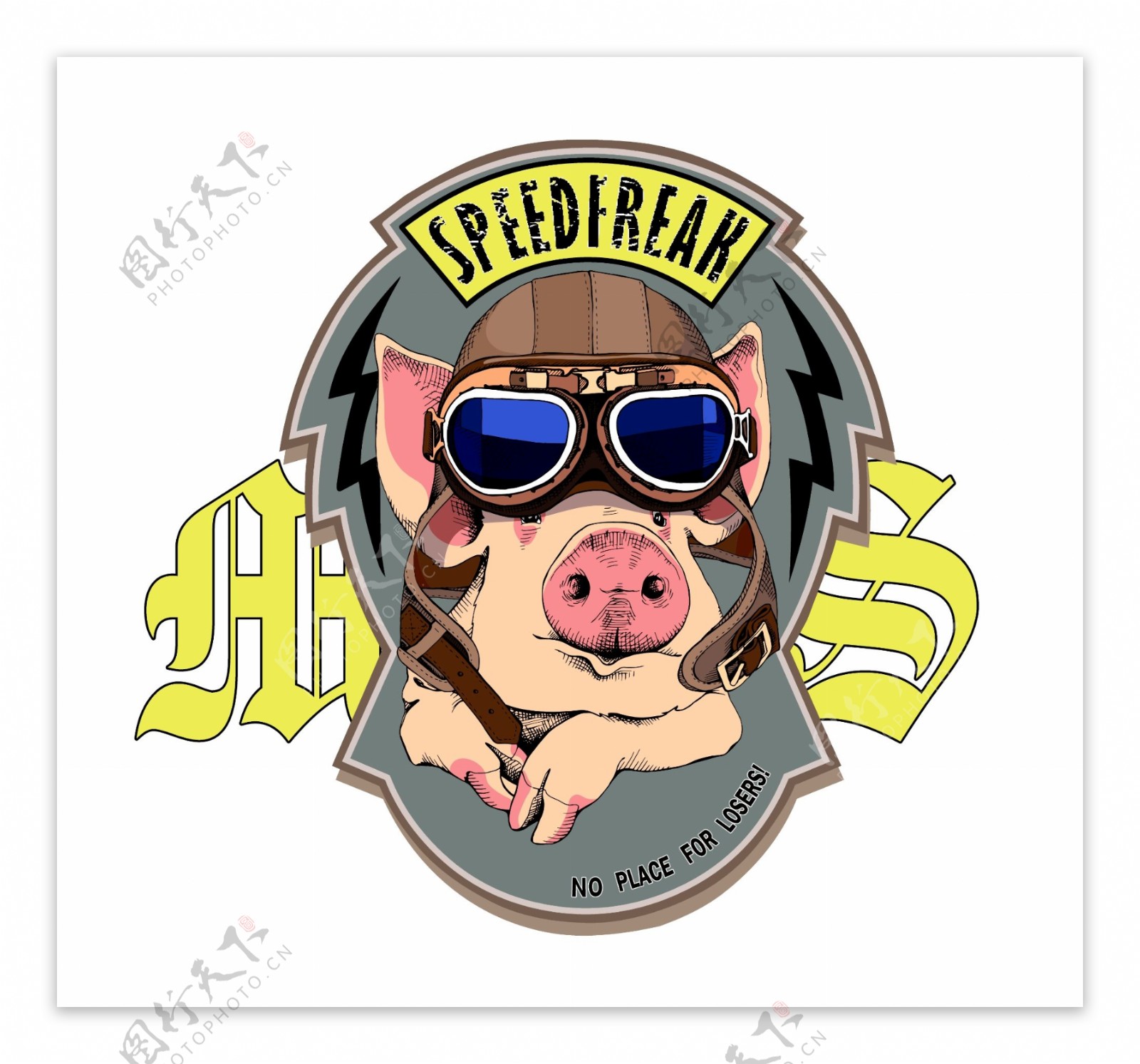可爱飞行员墨镜小猪T恤卡通印花