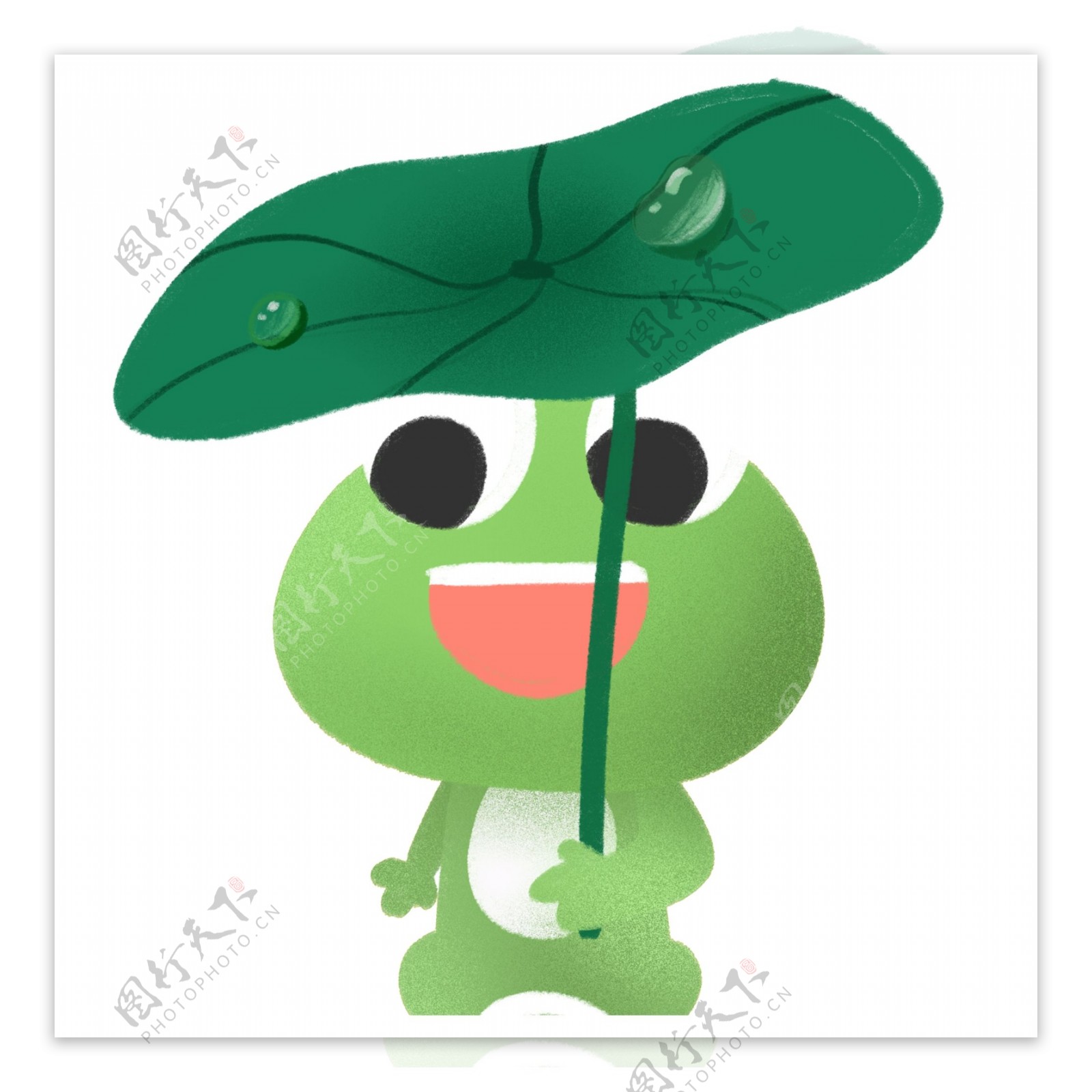 撑着伞的小青蛙装饰元素