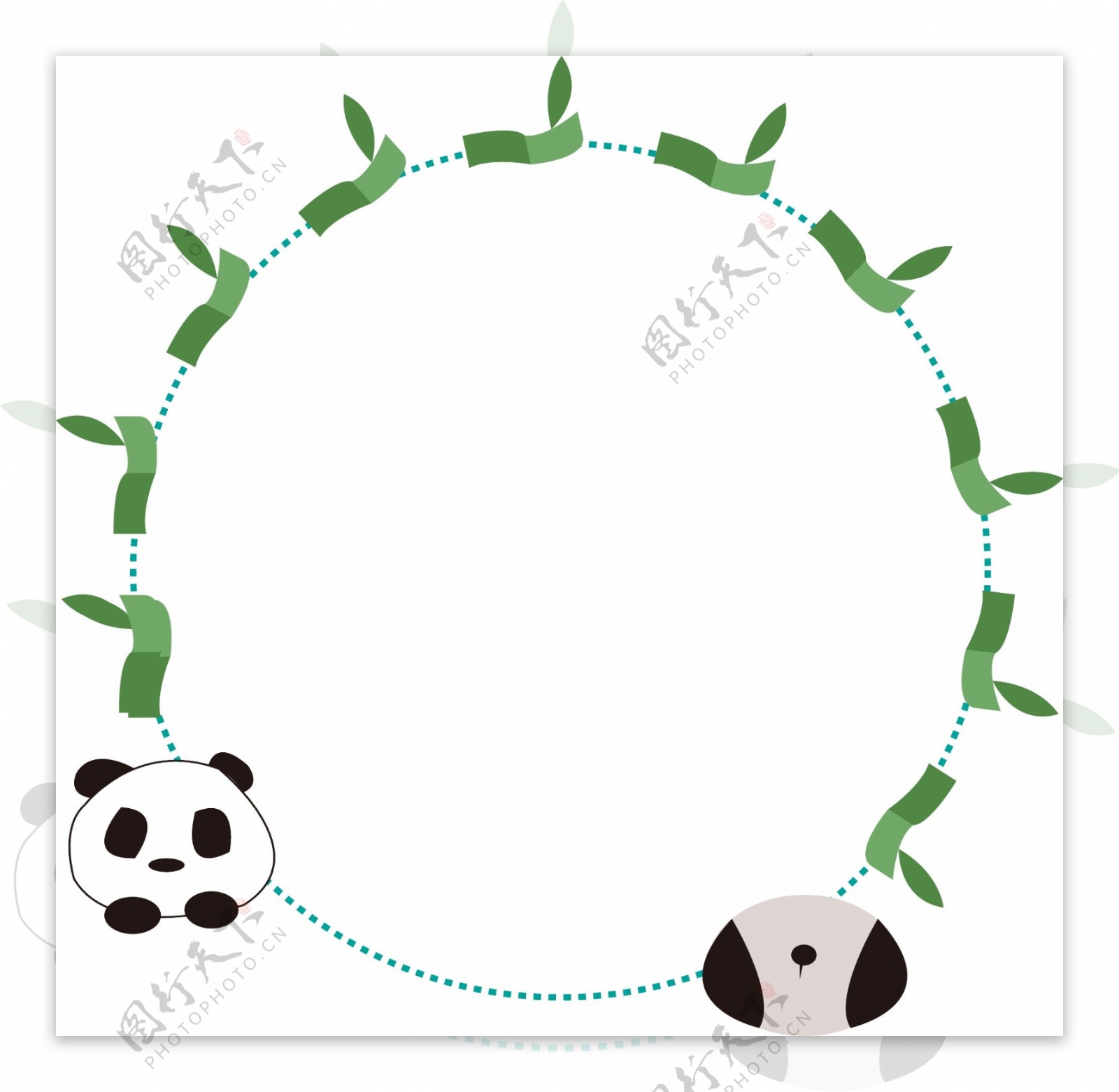 熊猫竹子边框插画