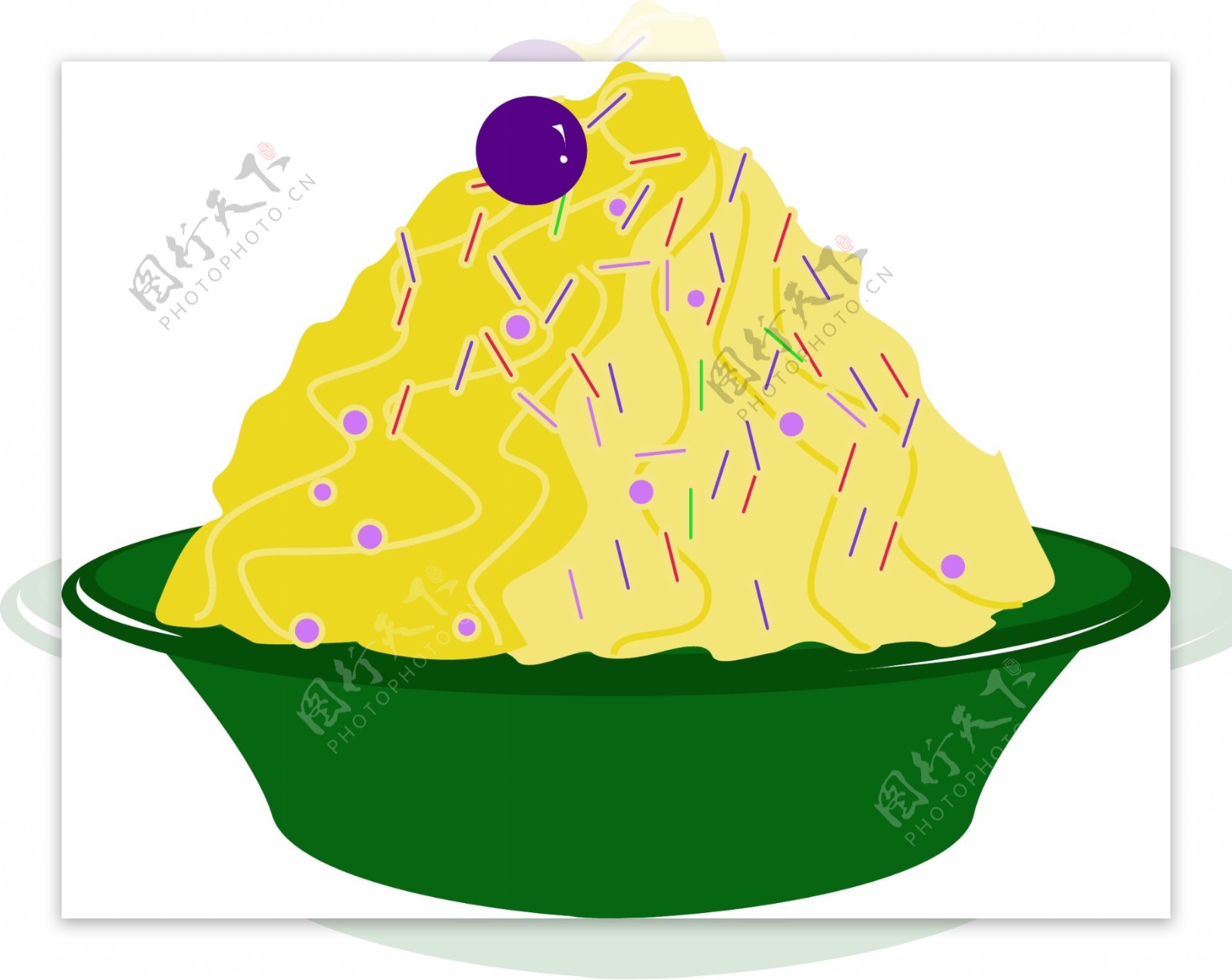 盘装黄色冰淇淋