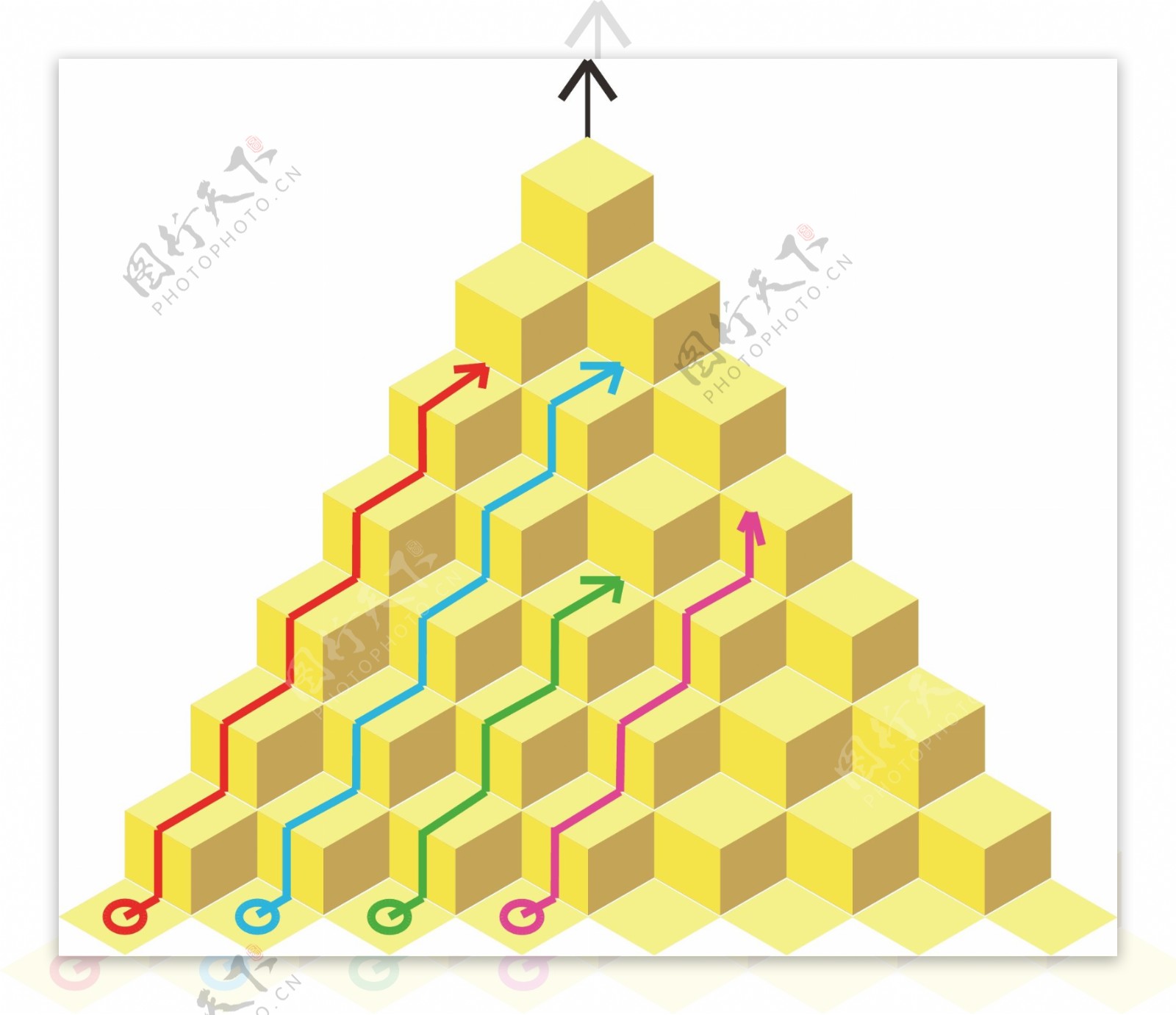 立方体阶梯PPT图表插画