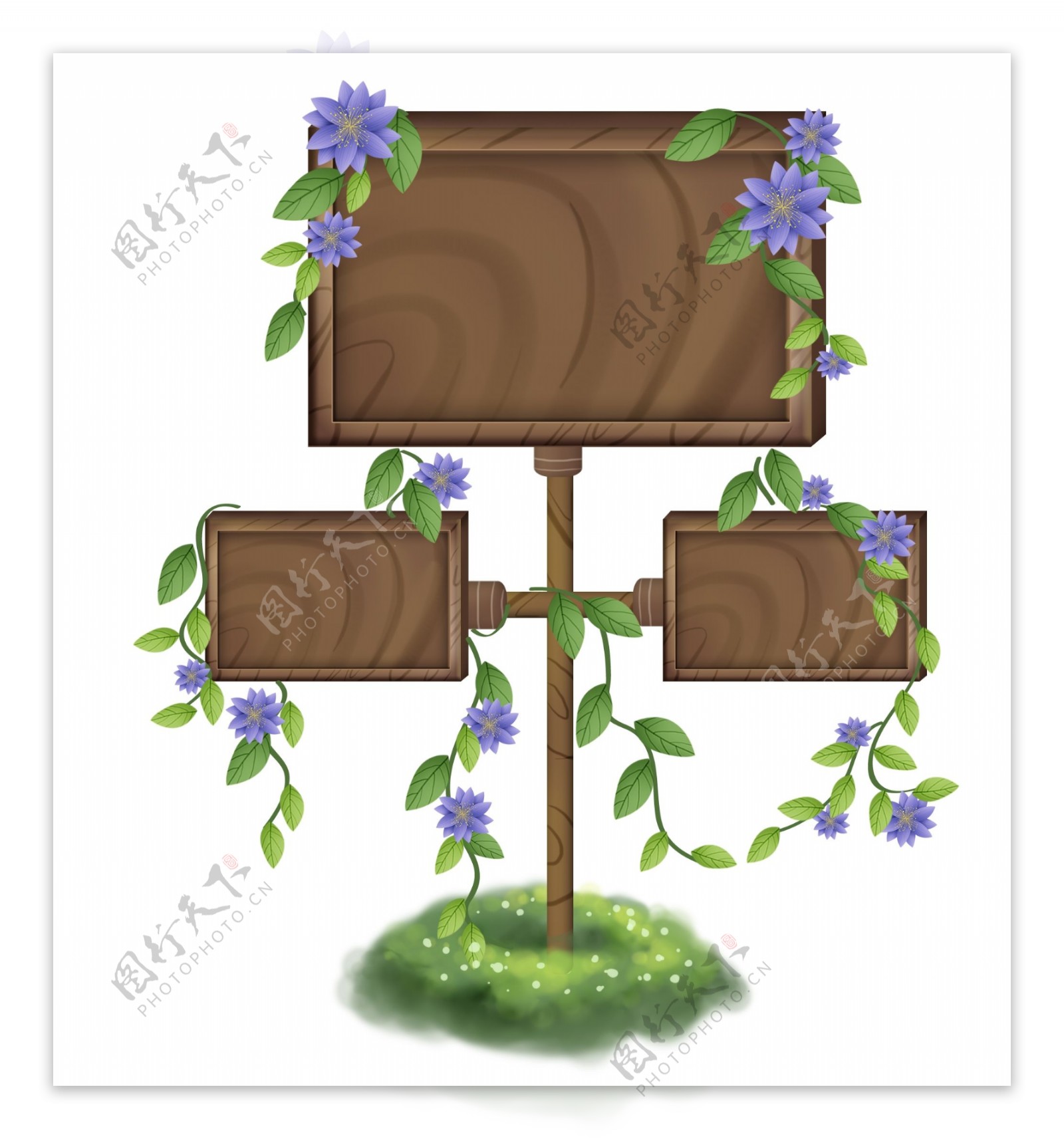 木纹花卉植物文字框