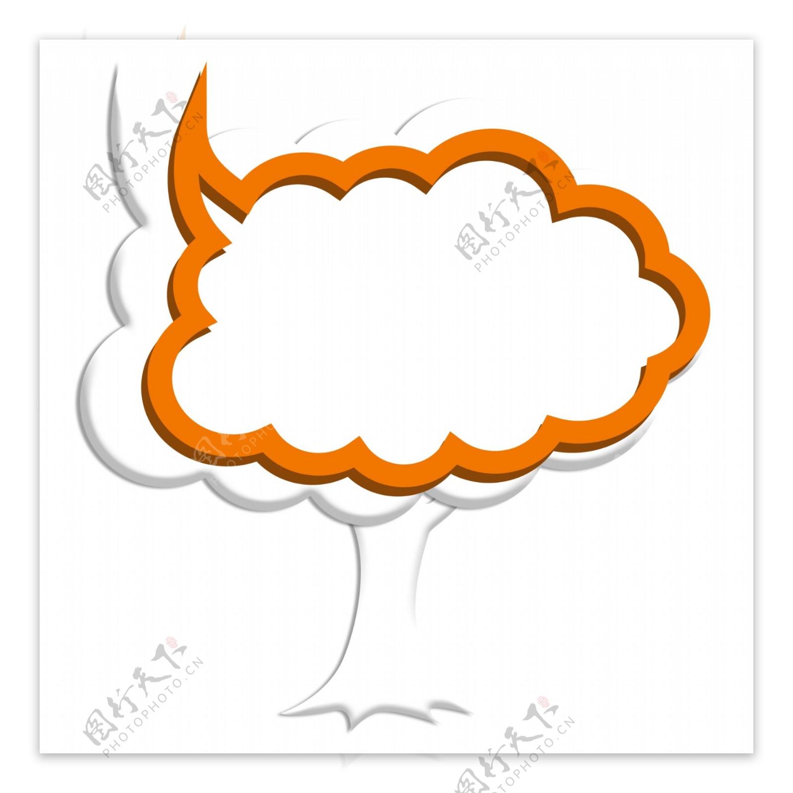 思考气泡框彩色气泡框橙色树剪影PNG素材