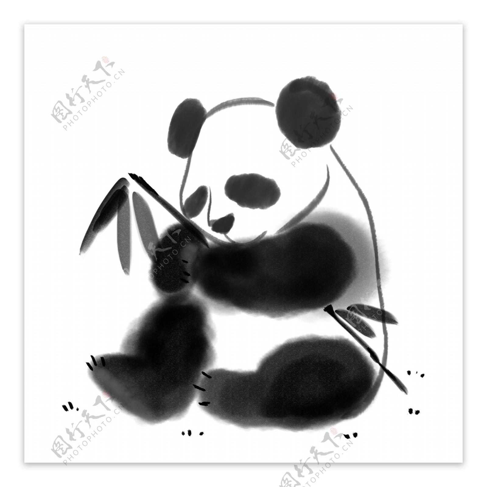 水墨大熊猫图案
