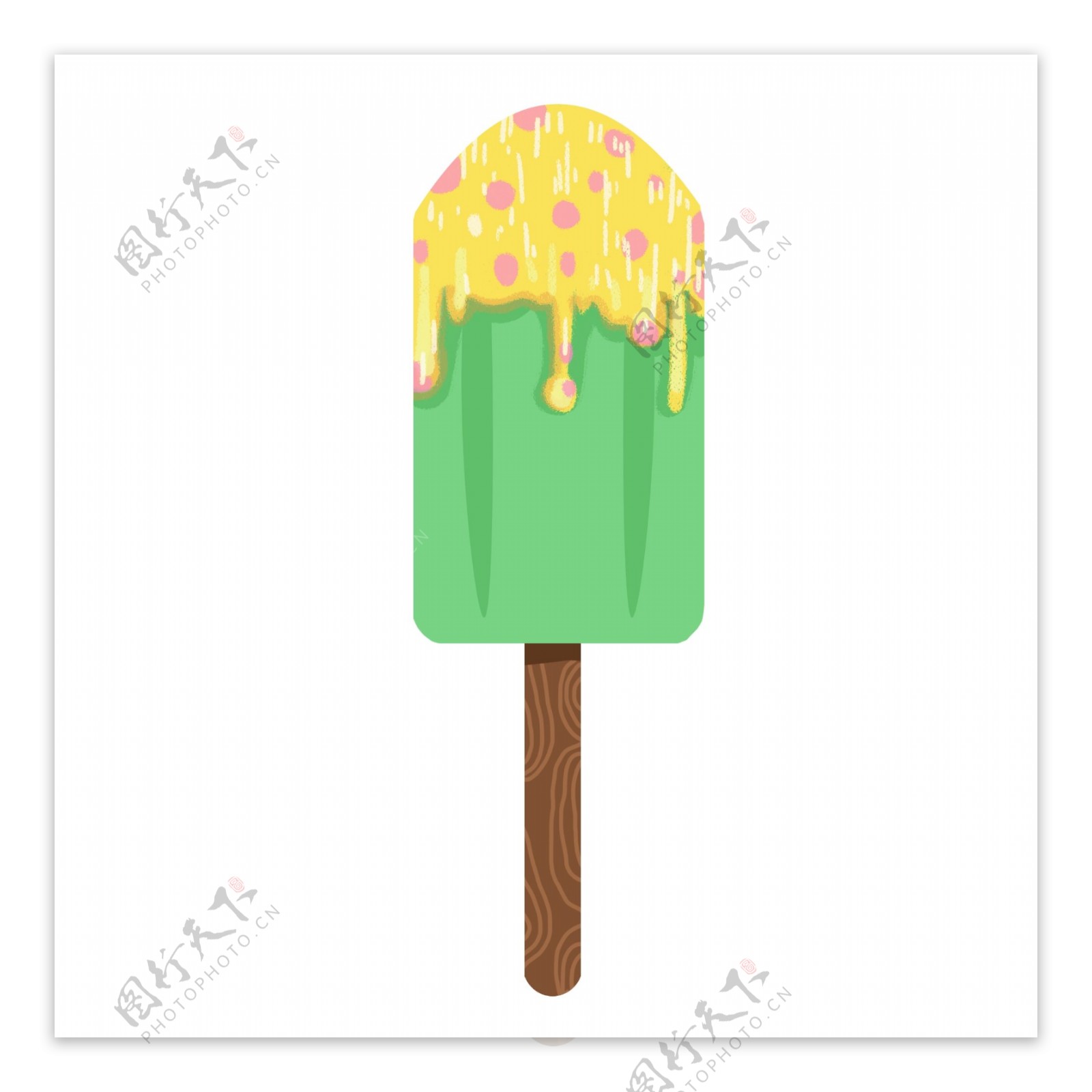 夏季装饰图案绿色抹茶冰淇淋