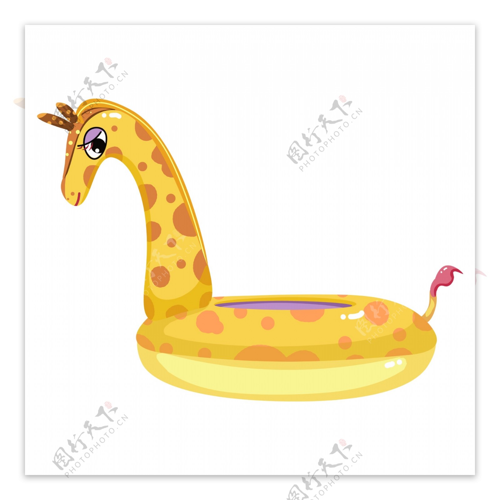 夏季黄色长颈鹿可爱游泳圈