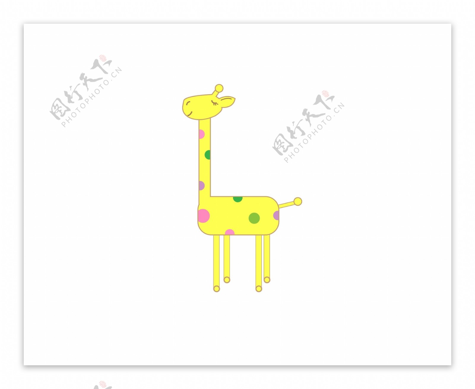 黄色扁平风长颈鹿卡通手绘PNG免扣