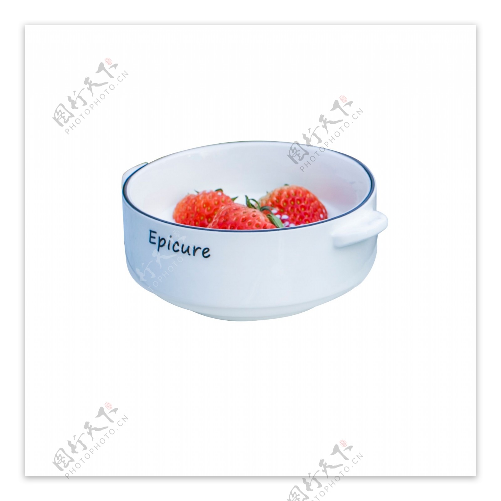 白色圆弧草莓杯子元素