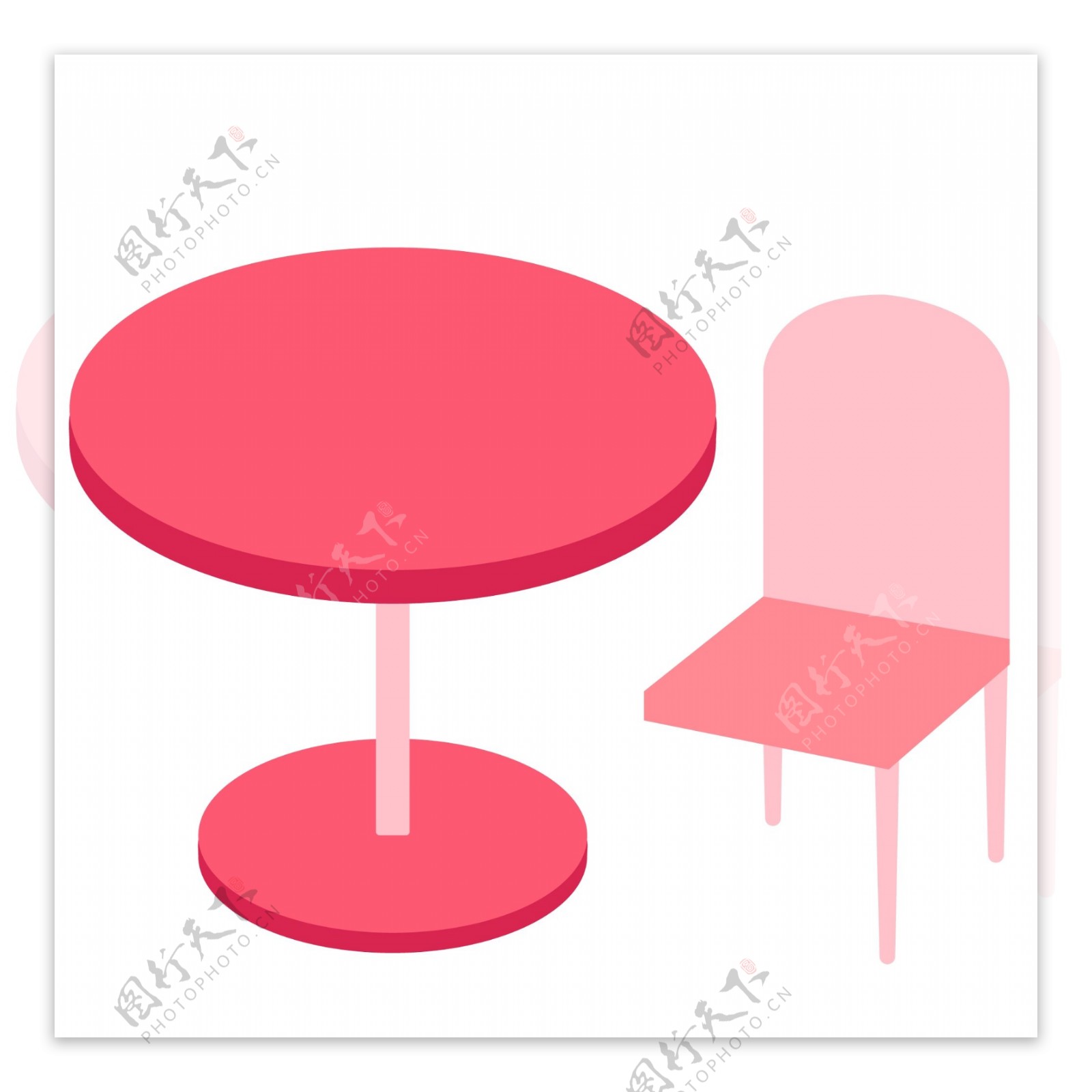 粉色的卡通桌椅