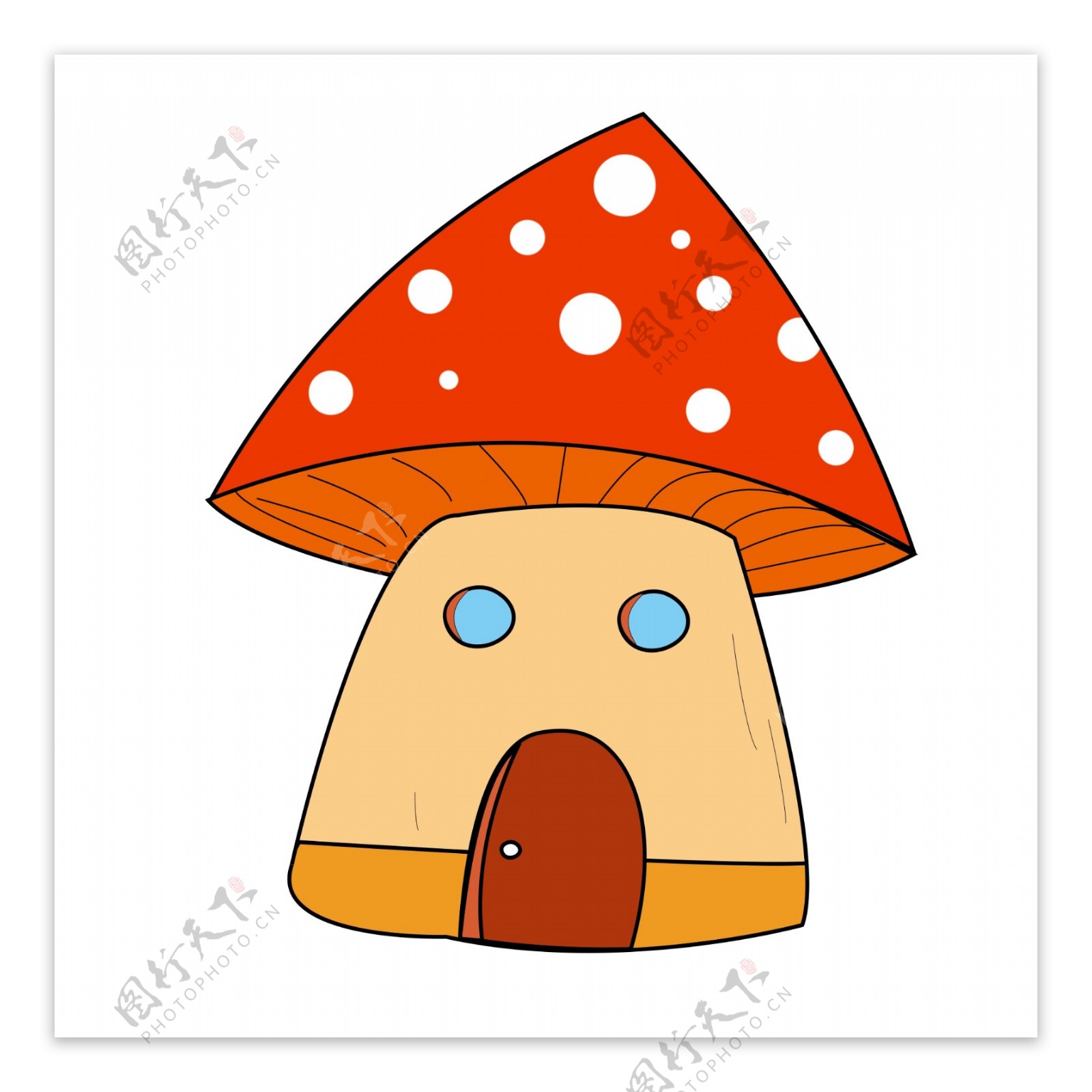 卡通蘑菇房屋元素