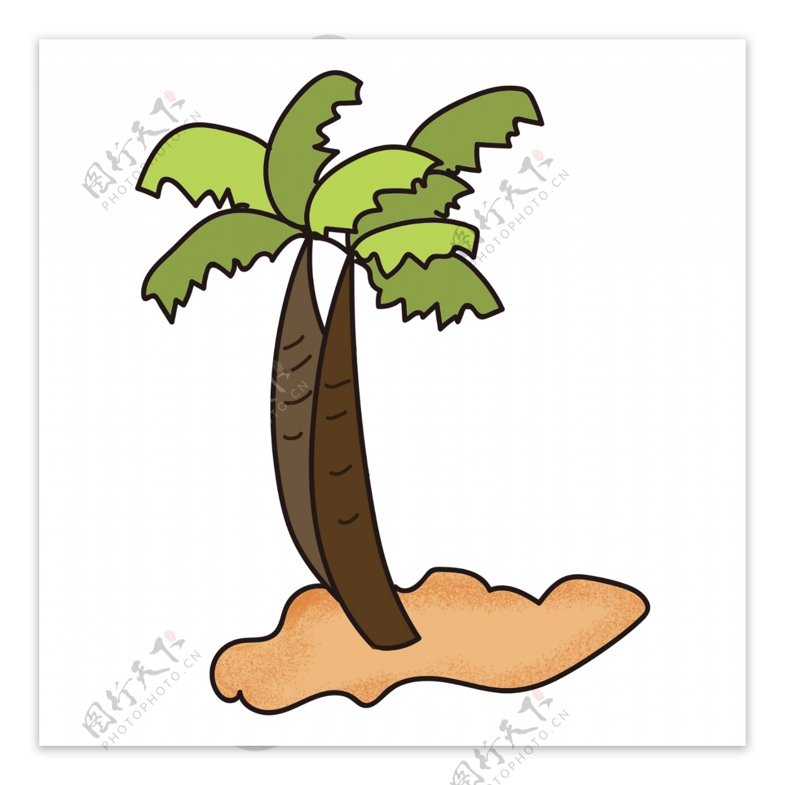 夏日卡通手绘椰子树