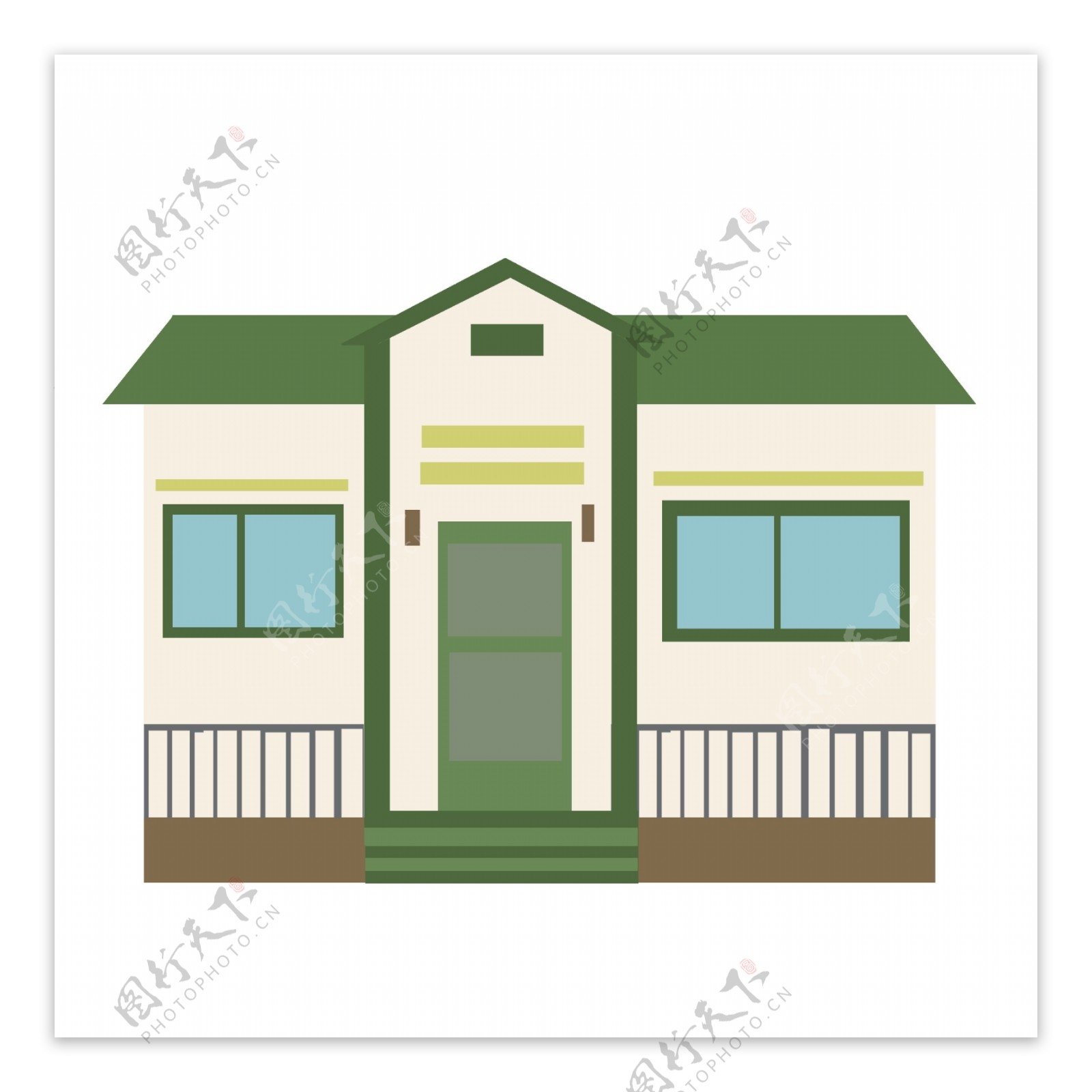 绿色的房屋建筑插画