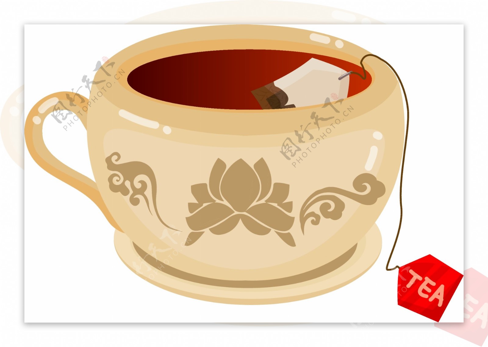 花纹的茶壶茶具插画