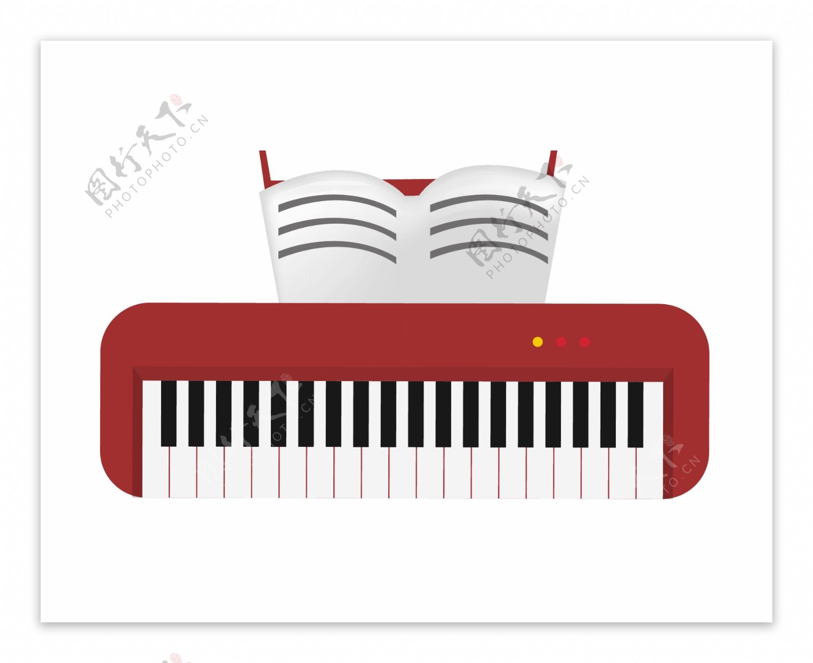 红色的电子钢琴插画