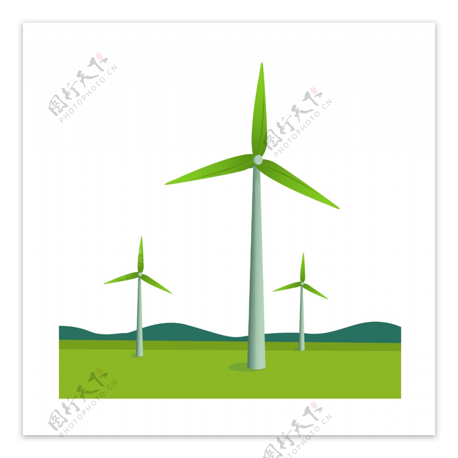 绿色的环保风车插画